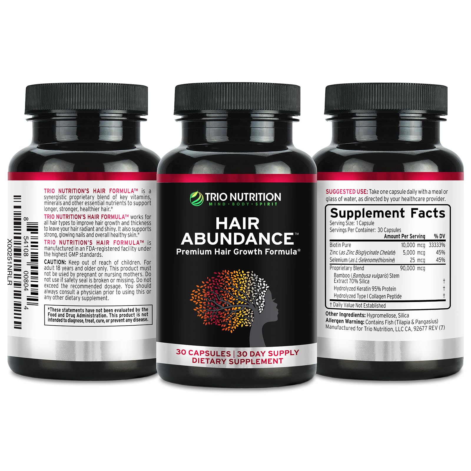 Foto 7 pulgar | Vitaminas Para El Crecimiento Del Cabello Trio Nutrition, Biotina, 10000 Mcg, 30 Días - Venta Internacional.