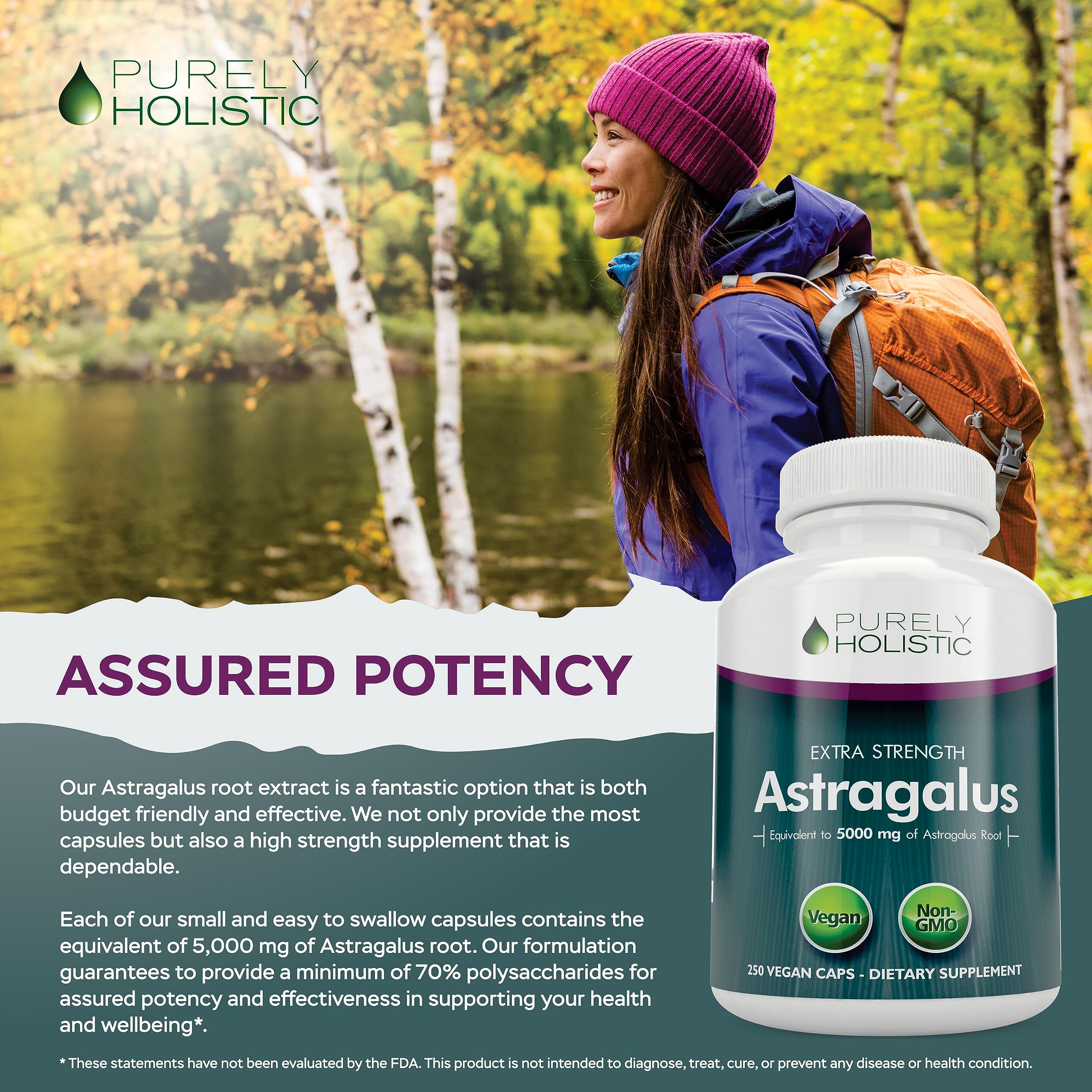 Foto 7 pulgar | Suplemento De Astrágalo Purely Holistic 5000 Mg 250 Cápsulas - Venta Internacional.