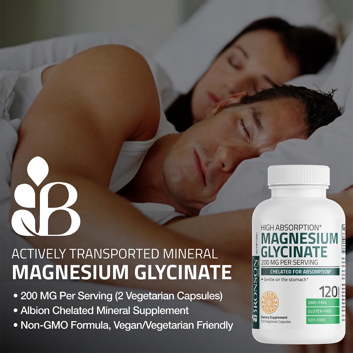 Foto 5 pulgar | Suplemento de Glicinato de Magnesio Bronson 200 mg 240 Cápsulas - Venta Internacional