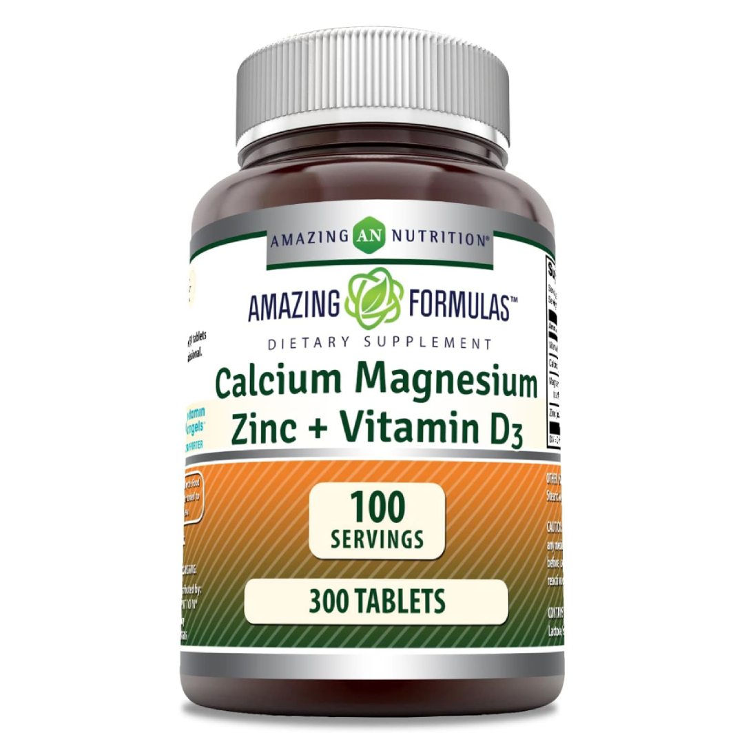 Amazing Formulas Calcio Magnesio Zinc + Vitamina D3 Salud Osea Rendimiento Cognitivo Estado De Ánimo 300 Tabletas