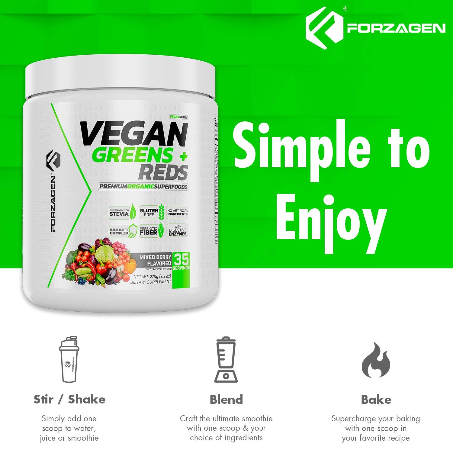 Foto 5 pulgar | Superalimento en Polvo Forzagen Vegan Greens & Reds 35 Porciones - Venta Internacional