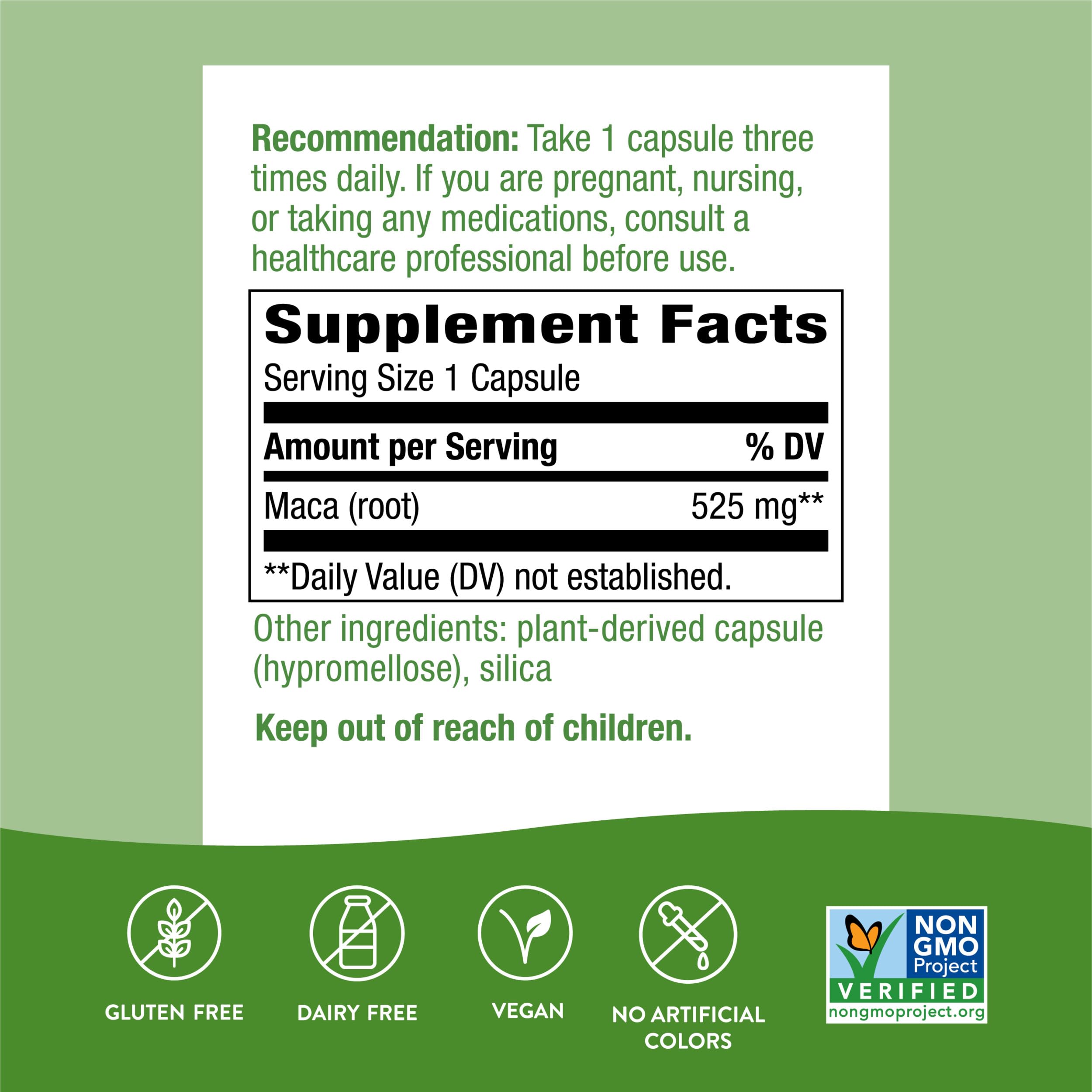 Foto 5 pulgar | Suplemento De Raíz De Maca De Nature's Way, 525 Mg, 100 Cápsulas - Venta Internacional.