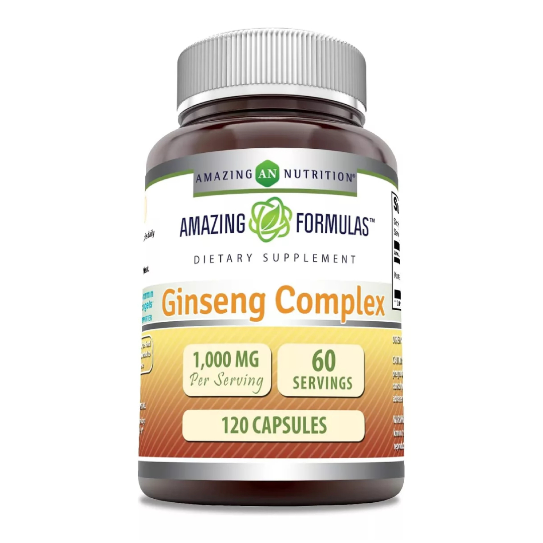 Foto 2 pulgar | Amazing Nutrition Ginseng Complex 1000mg Energía Y Vitalidad, Salud Cardiovascular, Rendimiento Sexual 120 Cápsulas