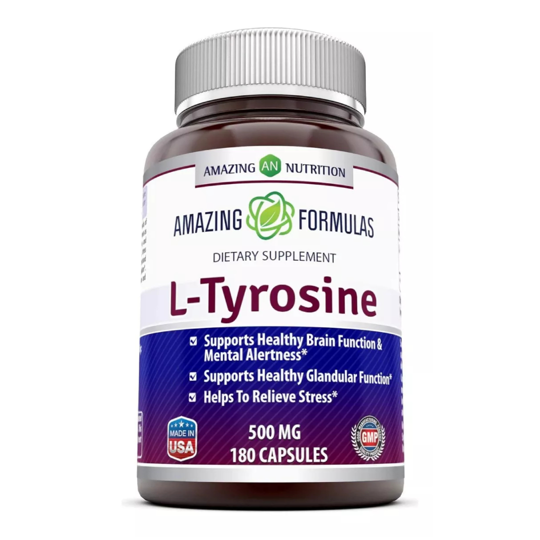 Amazing Formulas L-tyrosine 500 Mg Estrés Estrés Y Mejora Del Estado De Ánimo 180 Cápsulas