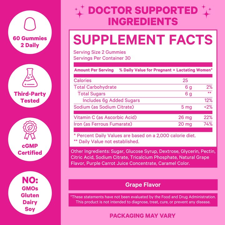 Foto 5 pulgar | Suplemento De Hierro Pink Stork Prenatal Para Mujer, 20 Mg, Color Uva - Venta Internacional.
