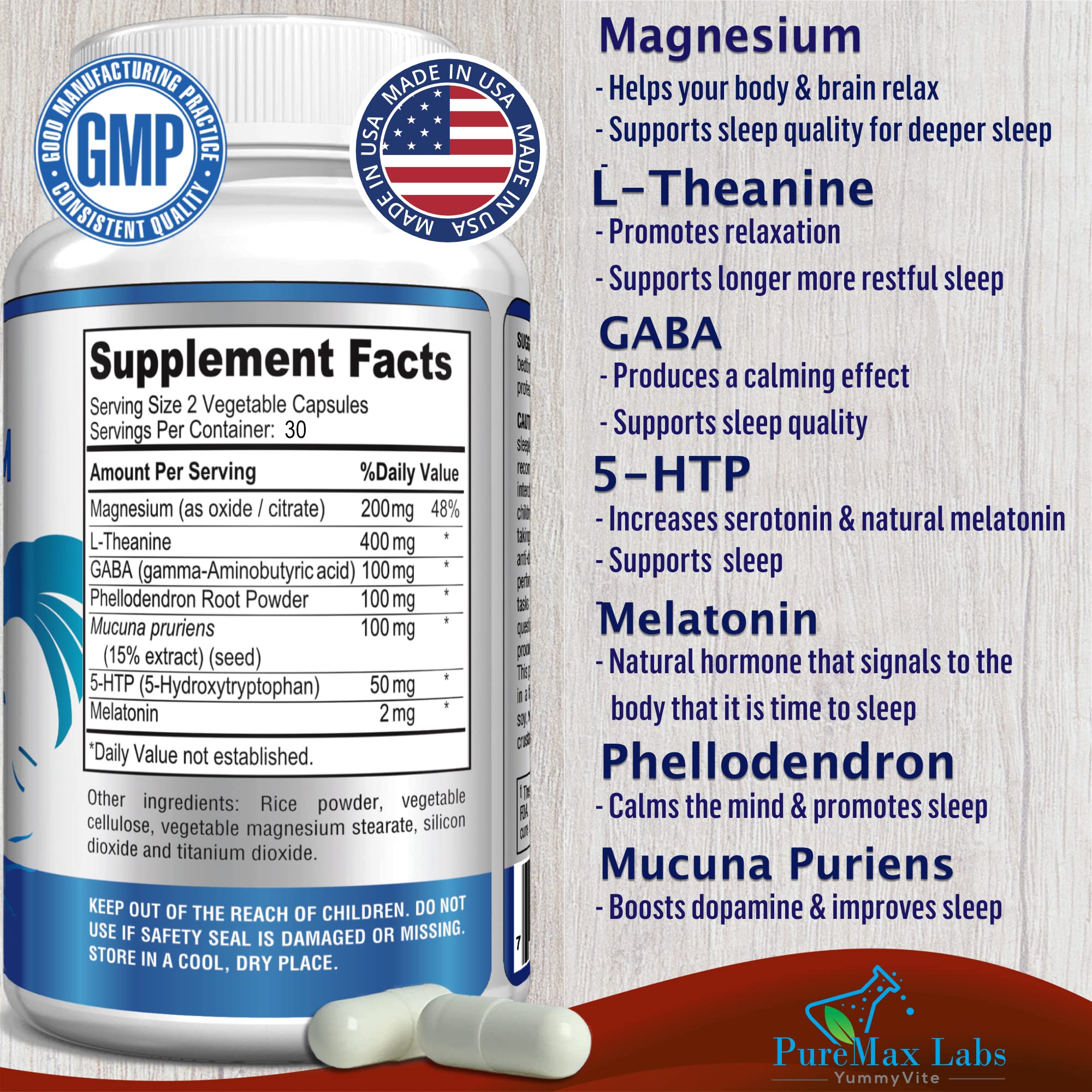 Foto 3 pulgar | Sleep Aid Natural Calm Sleep Aid 60 Cápsulas | Yummyvite - Venta Internacional.