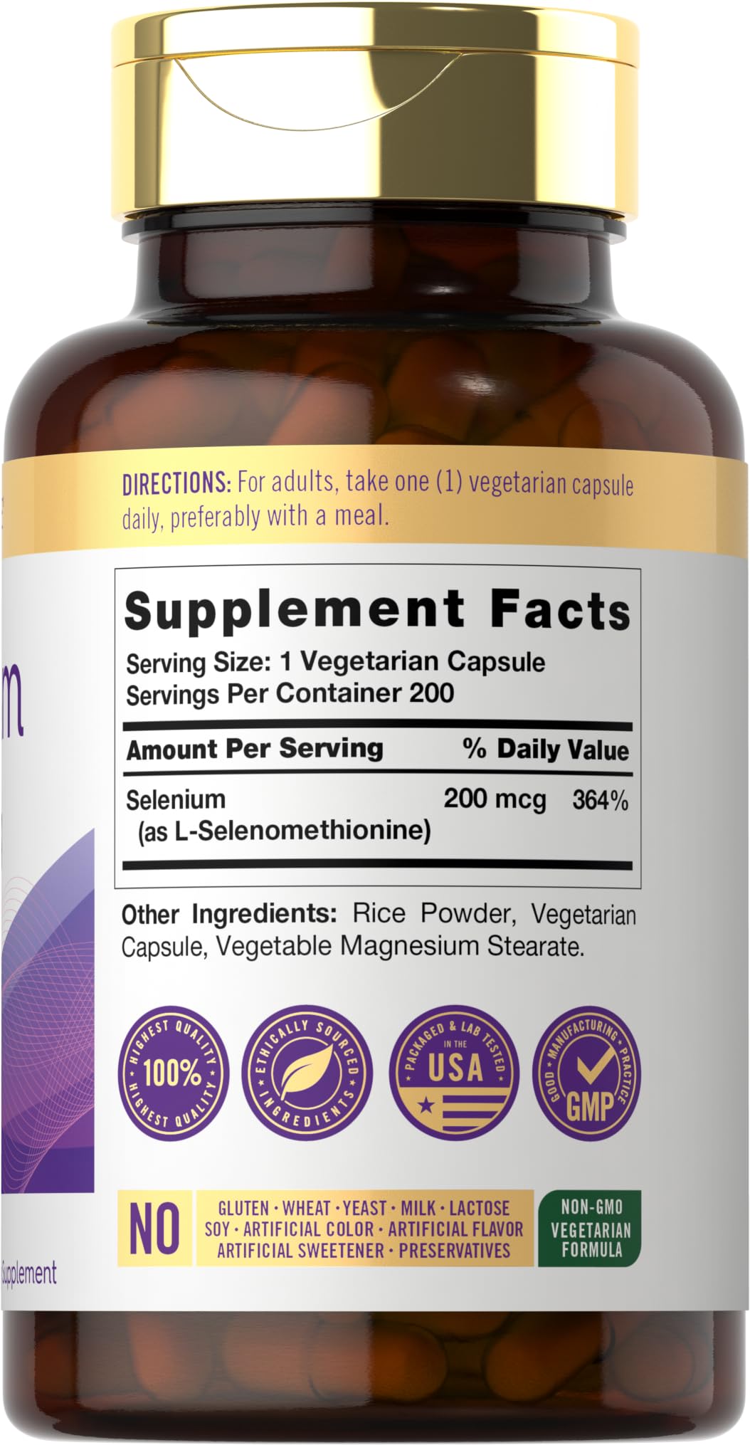 Foto 2 | Suplemento Carlyle Selenium 200 Mcg 200 Cápsulas Vegetariano - Venta Internacional.