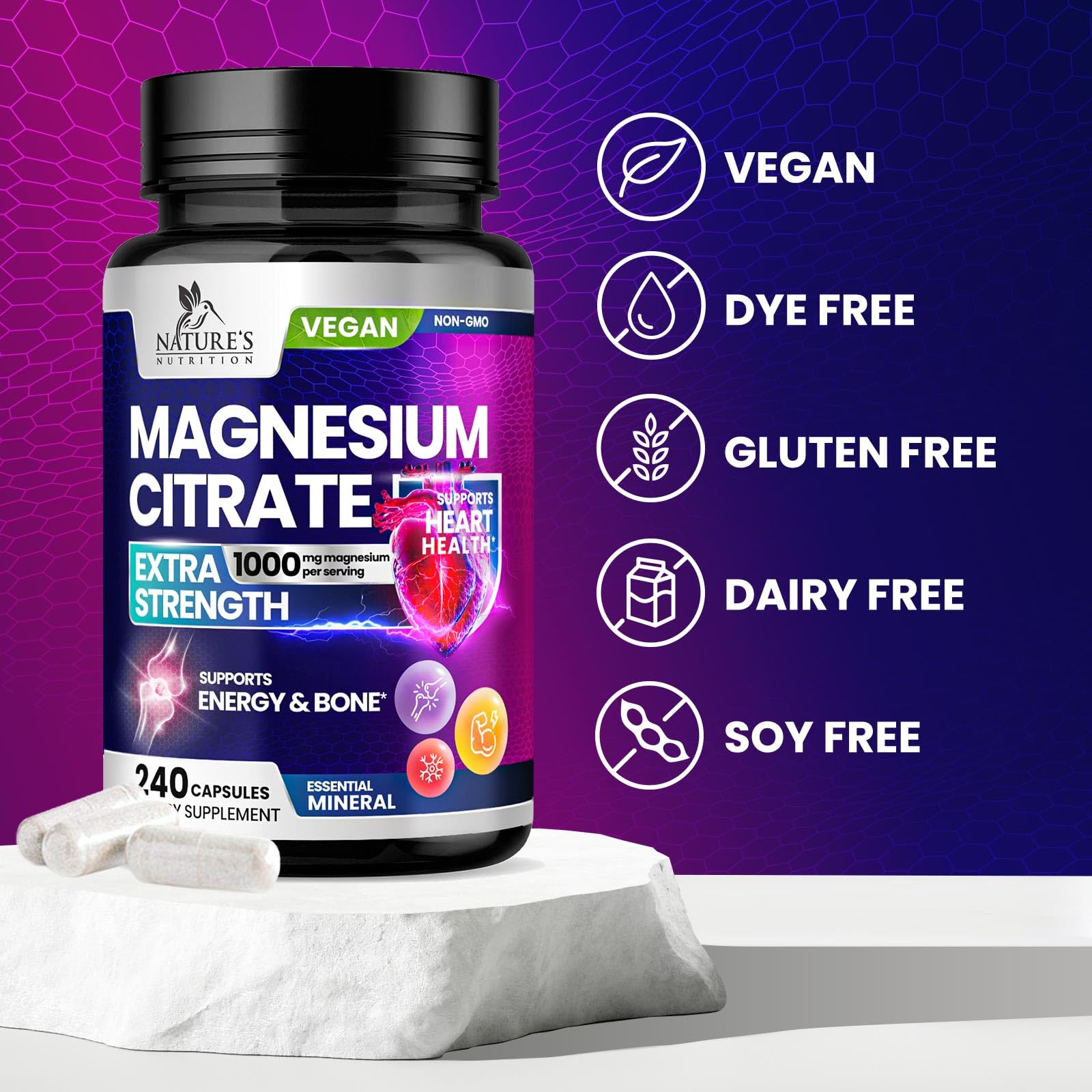 Foto 7 pulgar | Suplemento De Magnesio Nature's Nutrition 1000 Mg 240 Cápsulas - Venta Internacional.