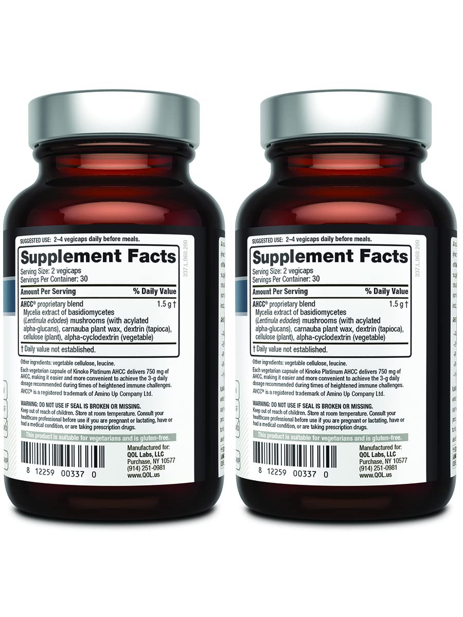 Foto 3 pulgar | Suplemento Quality Of Life Ahcc Kinoko Platinum 750 Mg (2 Veces) - Venta Internacional.