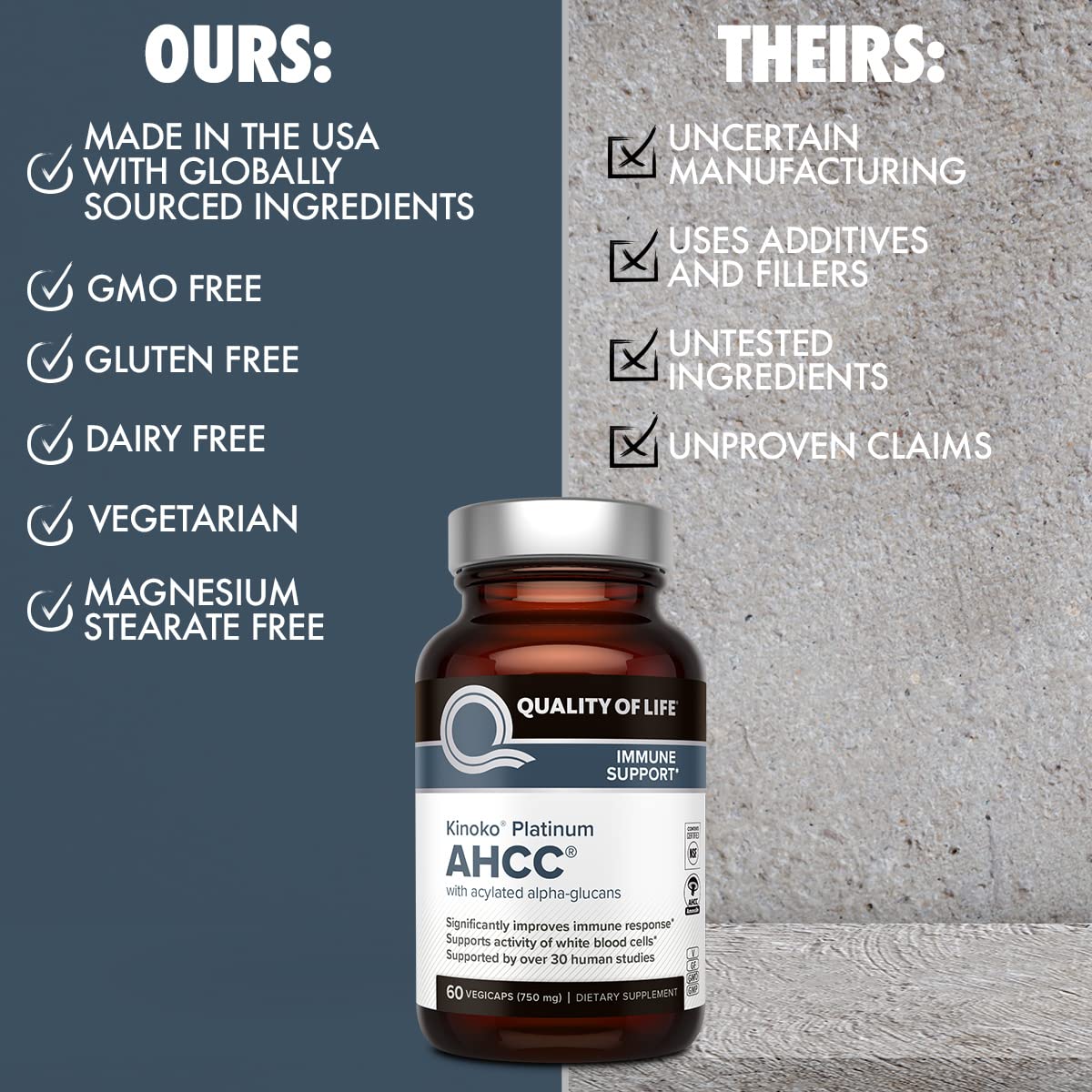 Foto 6 pulgar | Suplemento Quality Of Life Ahcc Kinoko Platinum 750 Mg (2 Veces) - Venta Internacional.