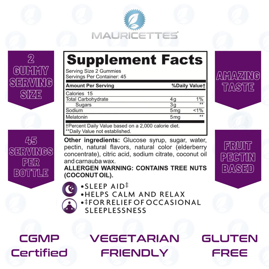 Foto 3 pulgar | Gomitas de Melatonina Mauricettes Premium de 5 mg para Adultos y Niños - Venta Internacional