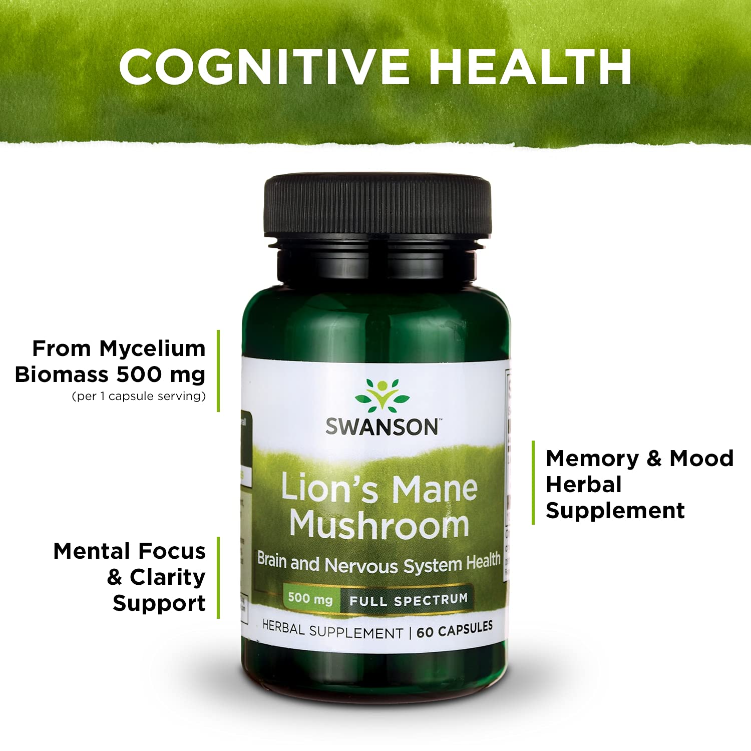 Foto 5 pulgar | Suplemento Swanson Lion's Mane Mushroom 500 Mg 60 Cápsulas - Venta Internacional