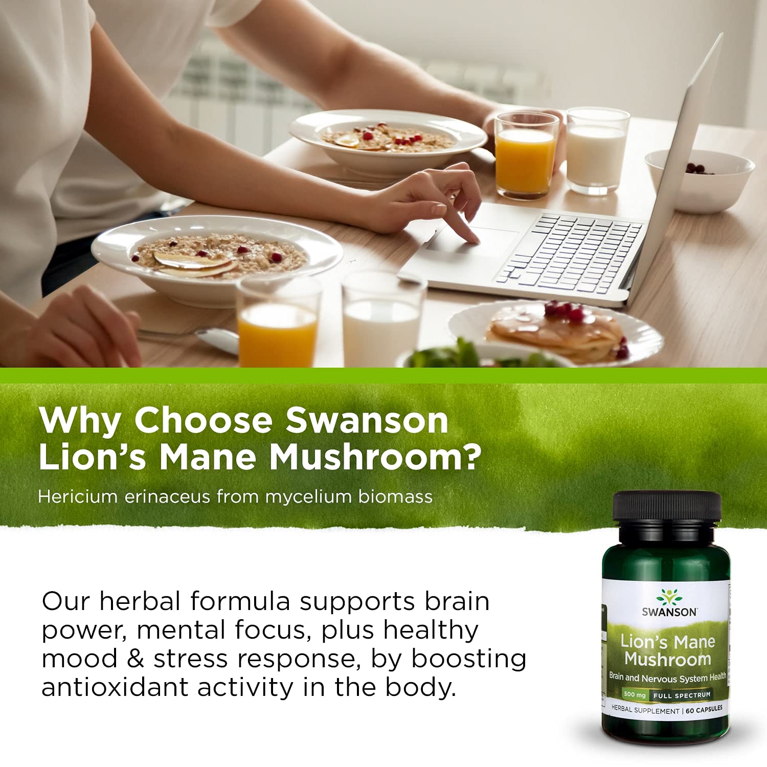 Foto 6 pulgar | Suplemento Swanson Lion's Mane Mushroom 500 Mg 60 Cápsulas - Venta Internacional