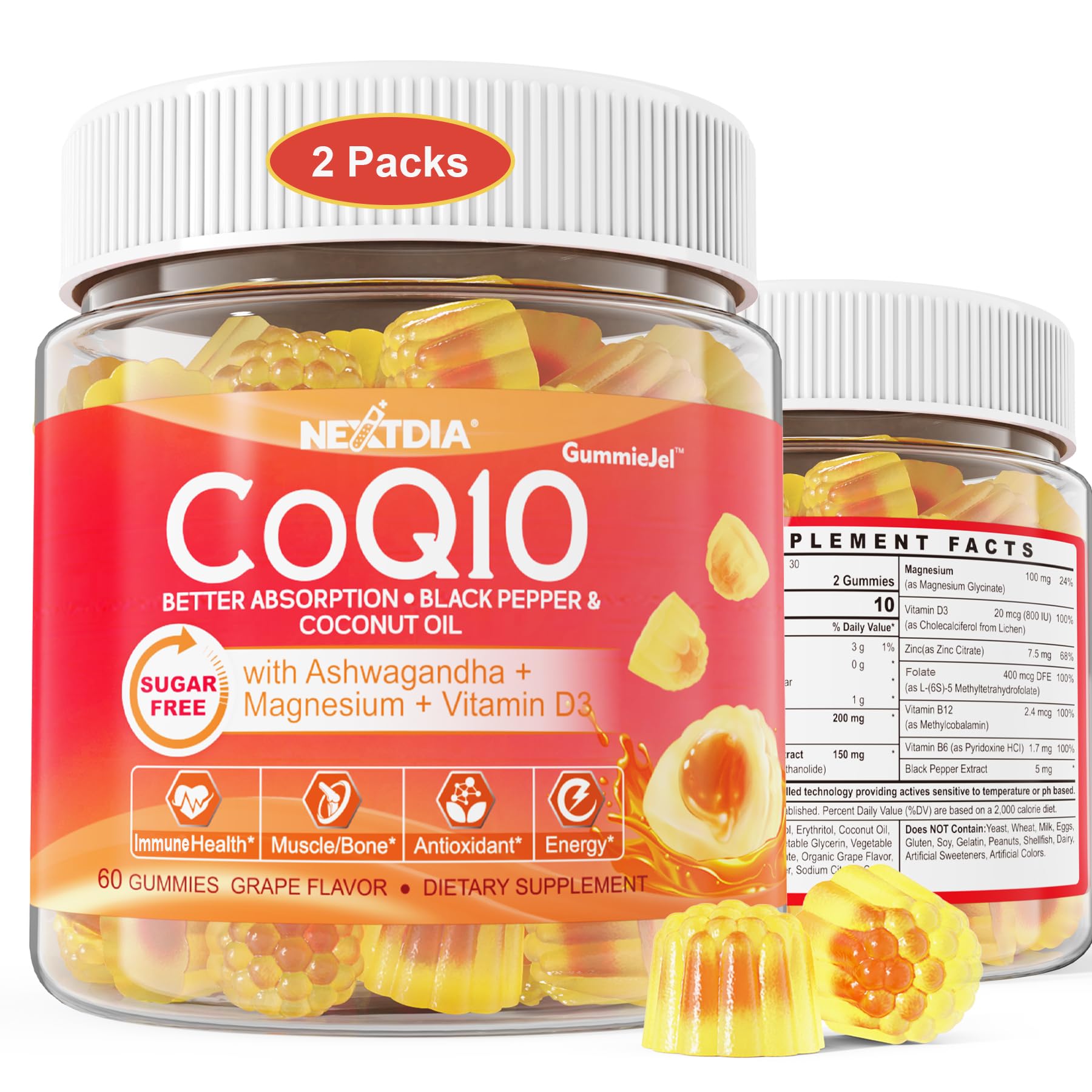 Foto 2 pulgar | Complemento Las Gomitas Nextdia Coq10 de 200 Mg con Magnesio D3 B12 - Venta Internacional