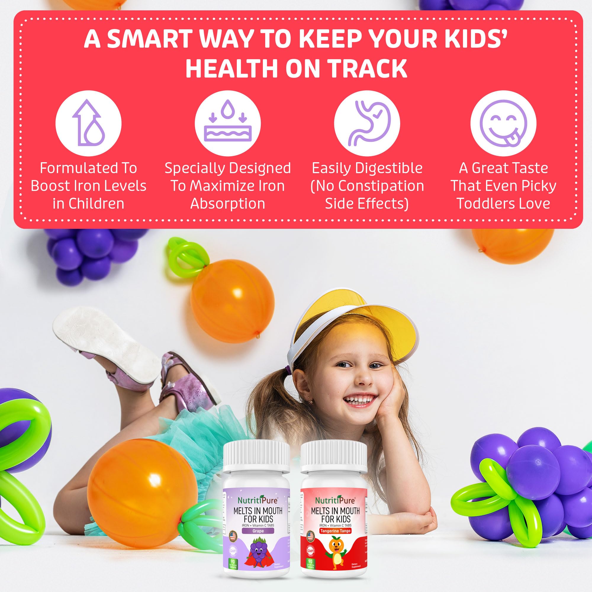 Foto 4 pulgar | Suplemento De Hierro Nutritipure Kids Masticable 9 Mg Con Vitamina C 3 - Venta Internacional.