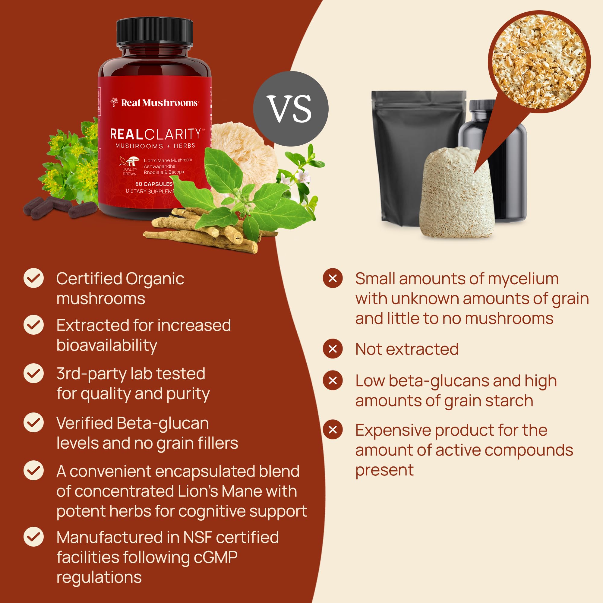 Foto 5 | Suplemento Real Mushrooms Realclarity Mushroom Powder Capsula - Venta Internacional.