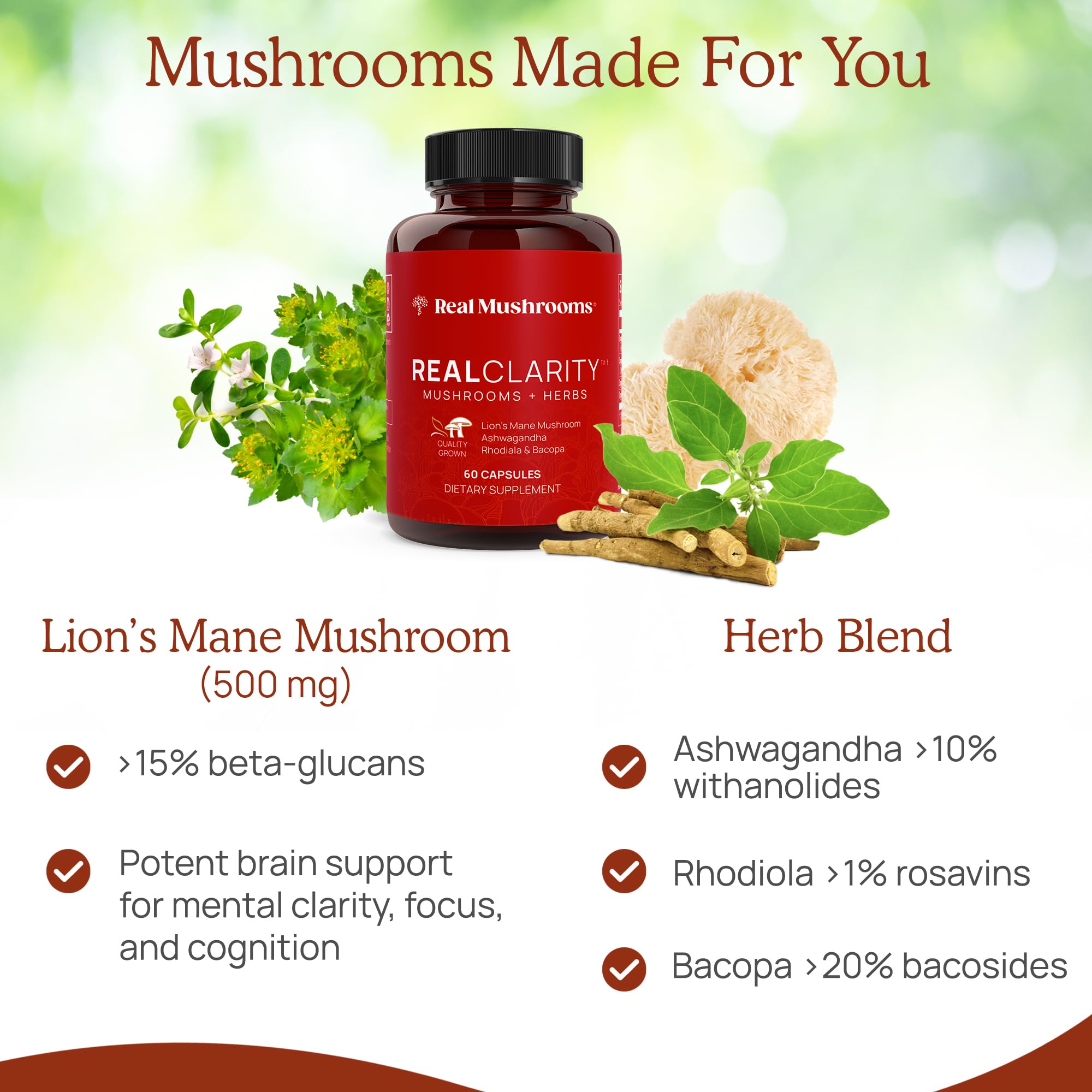 Foto 7 pulgar | Suplemento Real Mushrooms Realclarity Mushroom Powder Capsula - Venta Internacional.