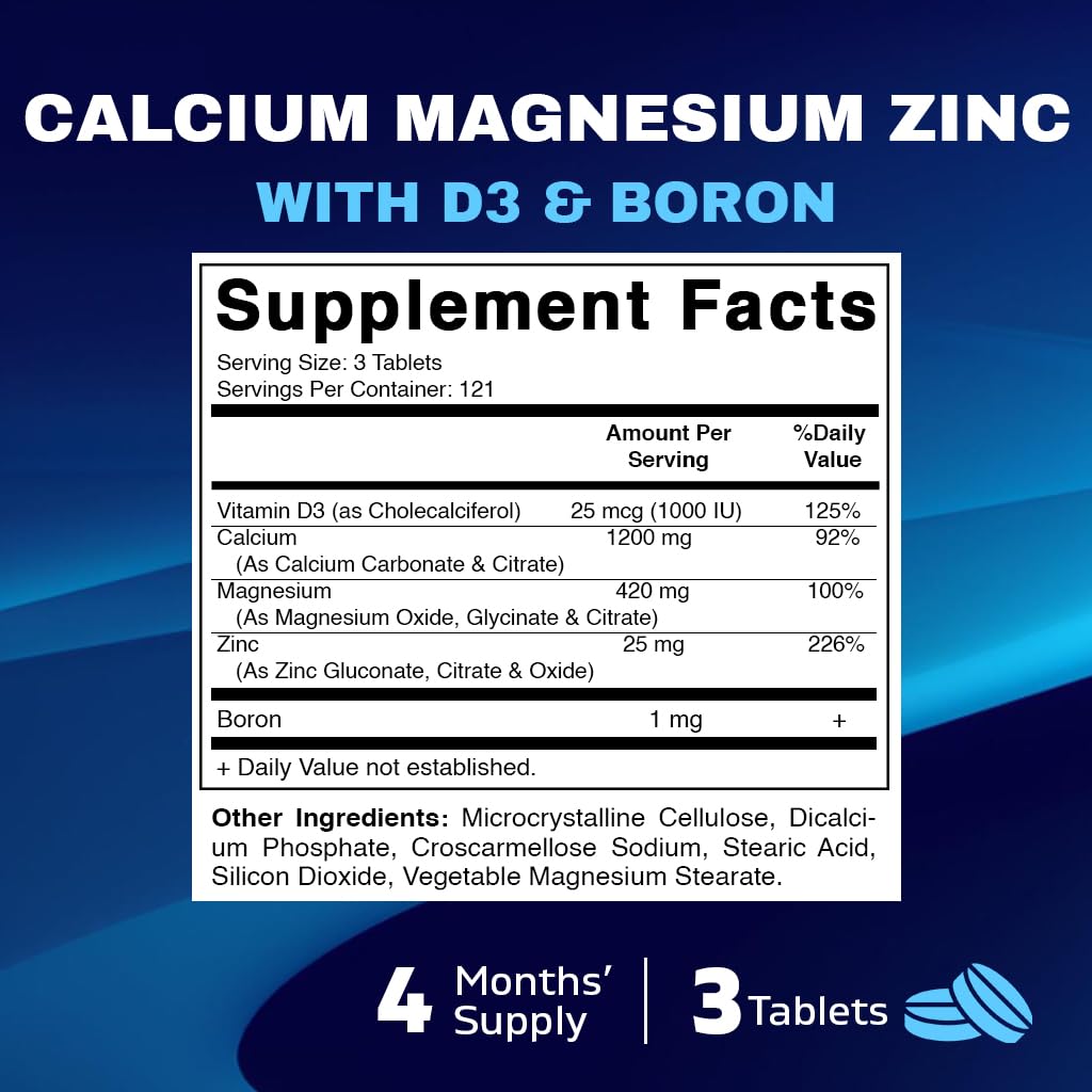 Foto 3 pulgar | Suplemento Vitamático de Calcio Magnesio Zinc D3 Boro 365 Tabletas - Venta Internacional