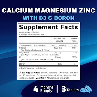 Foto 2 | Suplemento Vitamático de Calcio Magnesio Zinc D3 Boro 365 Tabletas - Venta Internacional