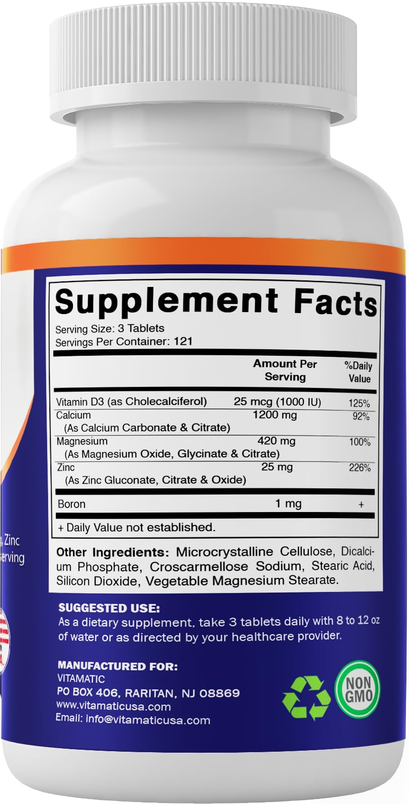 Foto 7 | Suplemento Vitamático de Calcio Magnesio Zinc D3 Boro 365 Tabletas - Venta Internacional
