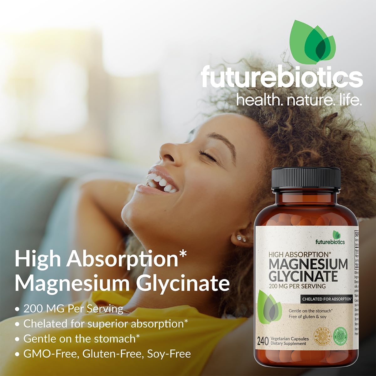 Foto 5 pulgar | Suplemento Futurebiotics de Glicinato de Magnesio 200 Mg 120 Cápsulas - Venta Internacional