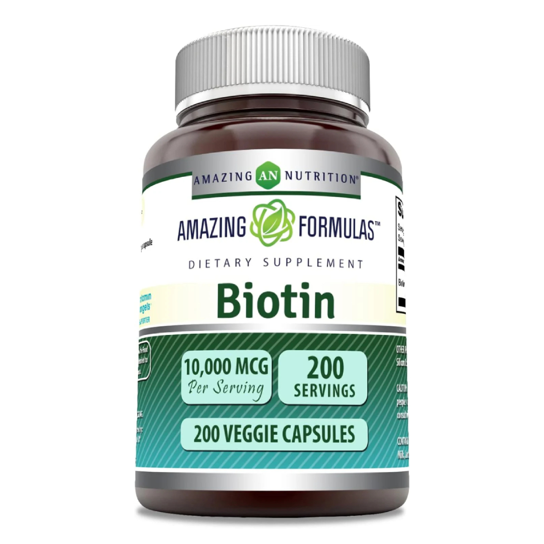 Amazing Formulas Biotin 1000 Mcg Salud Cabello Uñas Piel Función Metabolica Biotina 200 Cápsulas