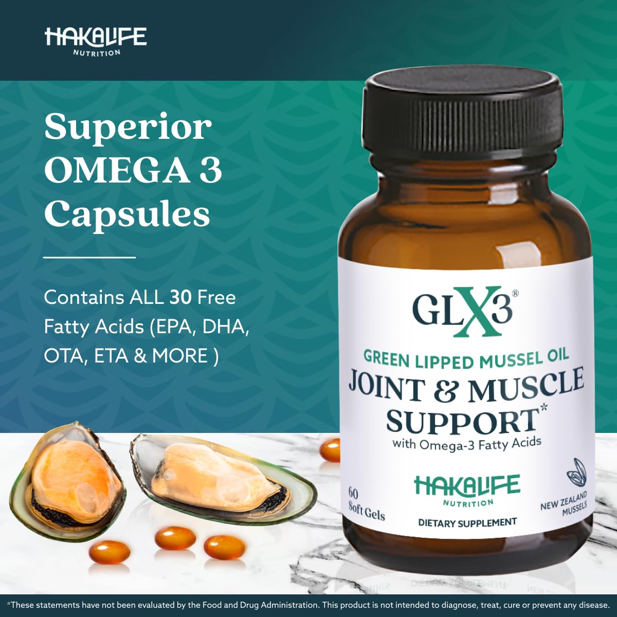 Foto 3 pulgar | Suplemento De Aceite De Mejillón De Labios Verdes Glx3 De Haka Life Nutrition - Venta Internacional.