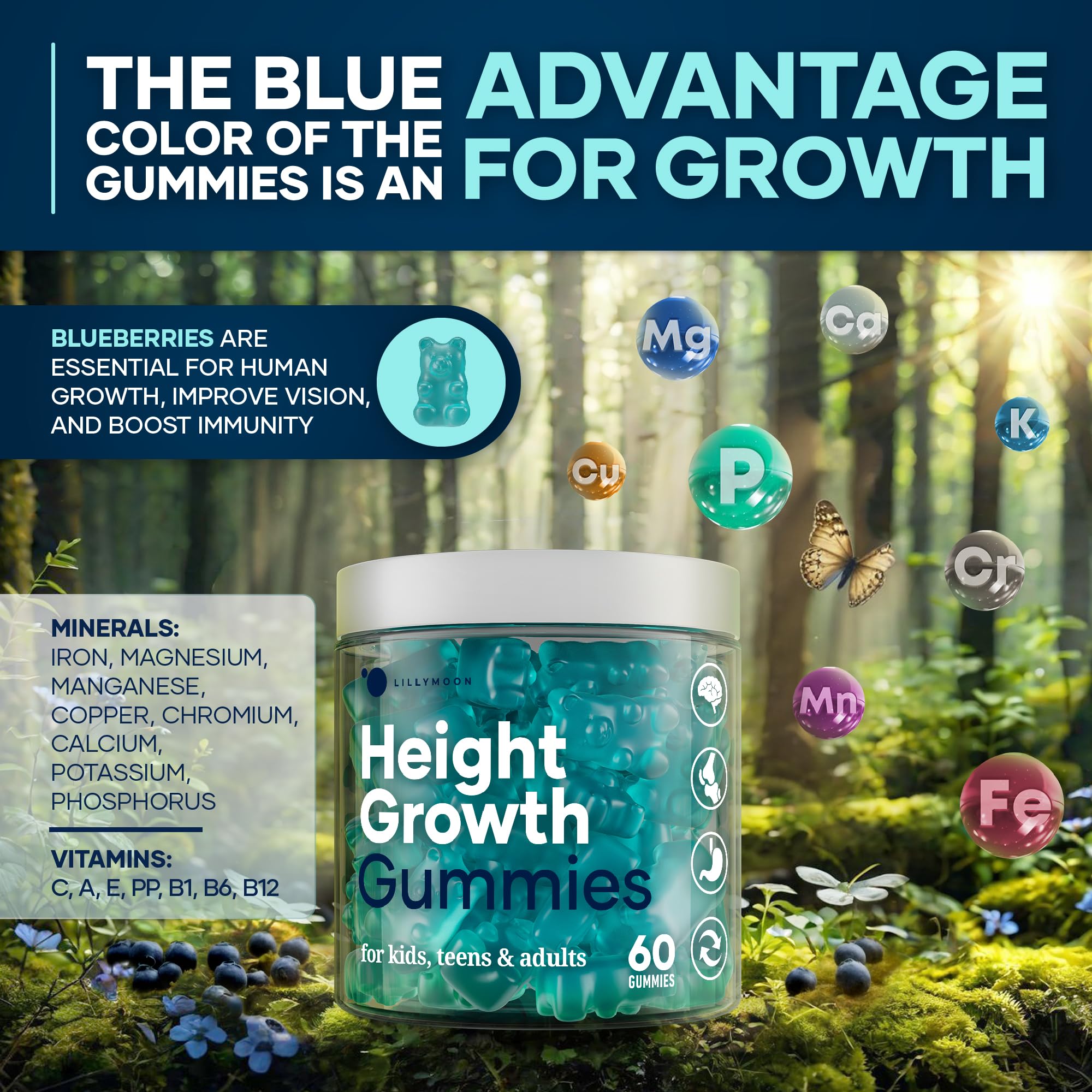 Foto 6 pulgar | Gominolas Para Crecer En Altura, Multivitamínicos Lilymoon Para Niños Y Adultos - Venta Internacional.