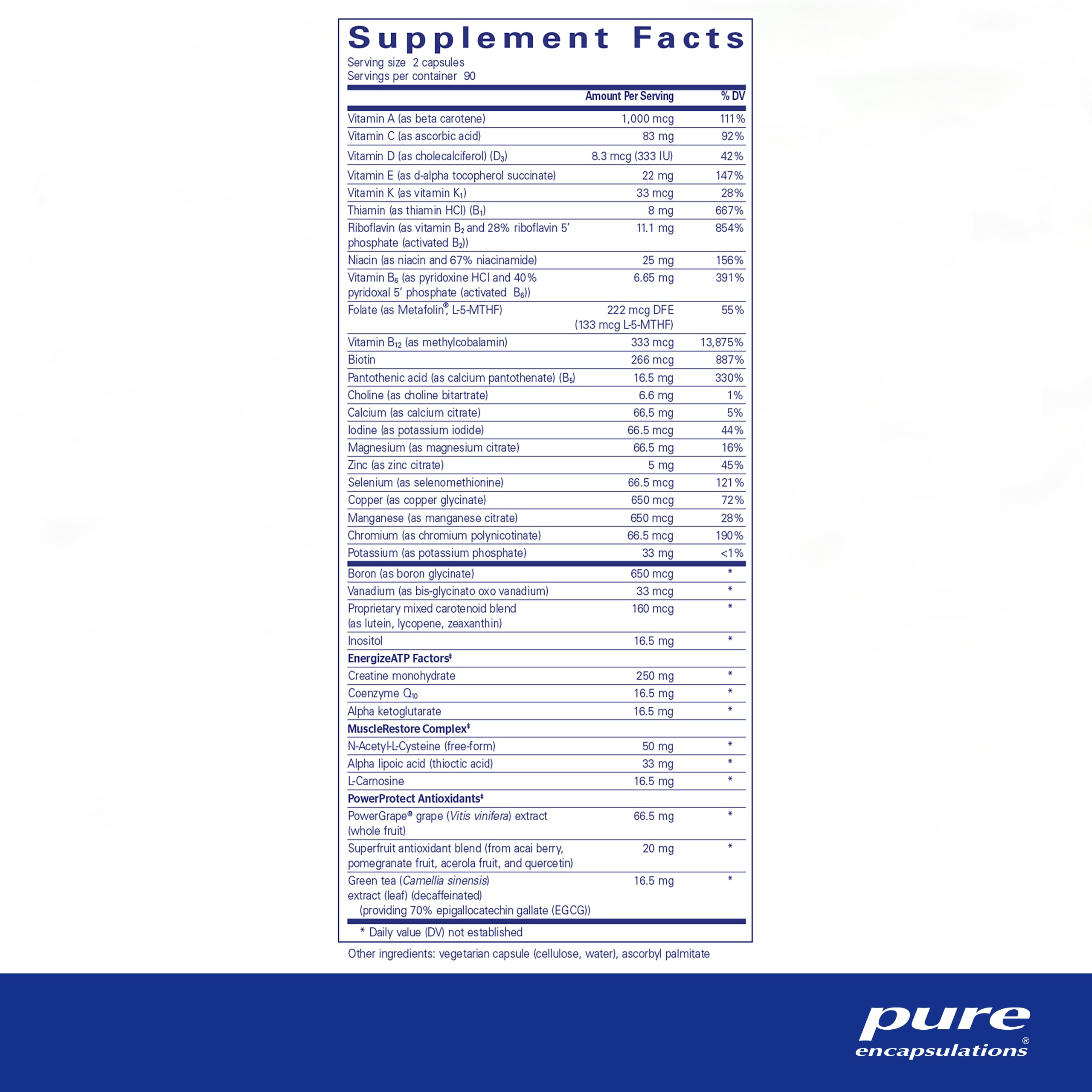 Foto 3 pulgar | Suplemento Pure Encapsulations Athletic Nutrients 180 Cápsulas - Venta Internacional.