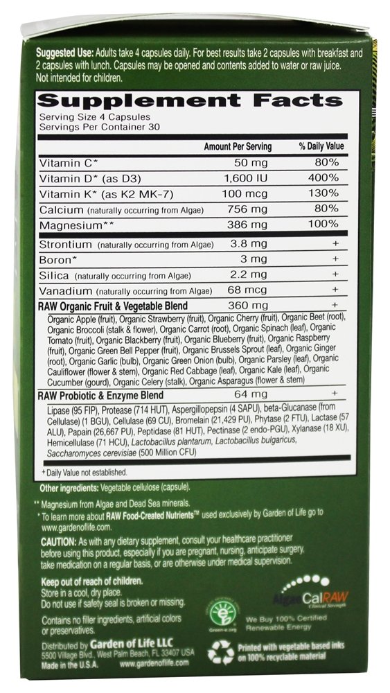 Foto 4 pulgar | Suplemento Garden Of Life Vitamin Code Raw Calcium 360 Cápsulas - Venta Internacional.