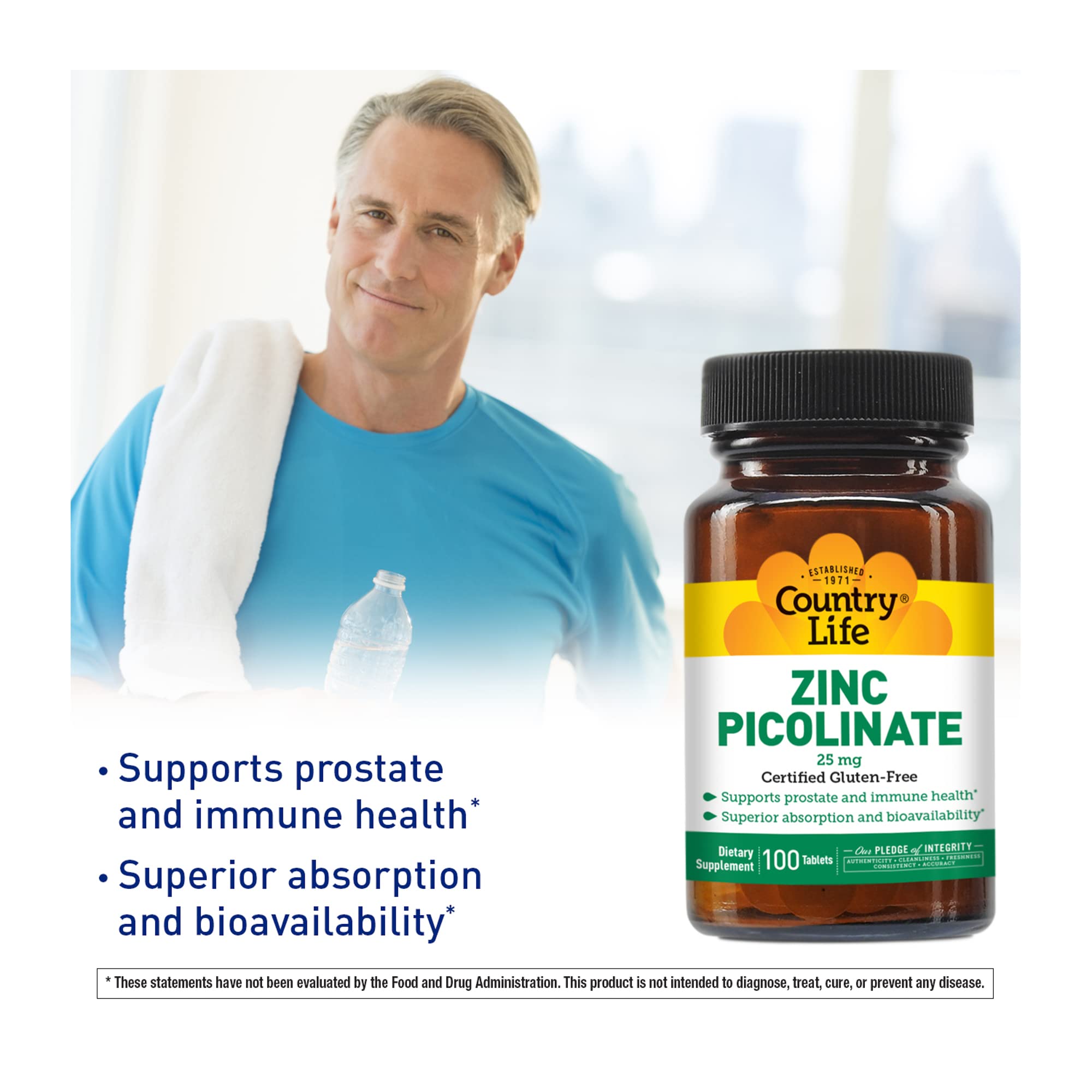 Foto 5 pulgar | Suplemento Country Life De Picolinato De Zinc 25 Mg 100 Cápsulas Veganas - Venta Internacional.