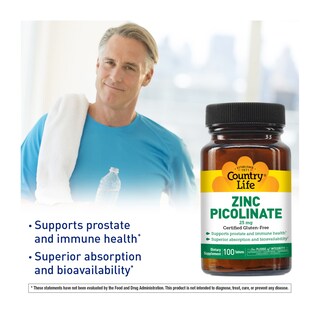 Foto 4 | Suplemento Country Life De Picolinato De Zinc 25 Mg 100 Cápsulas Veganas - Venta Internacional.