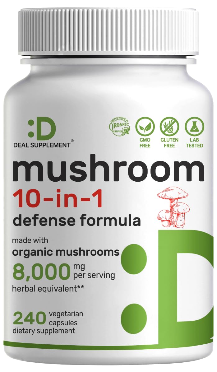 Suplemento Deal De Hongos Orgánicos, 8000 Mg, 240 Cápsulas - Venta Internacional.