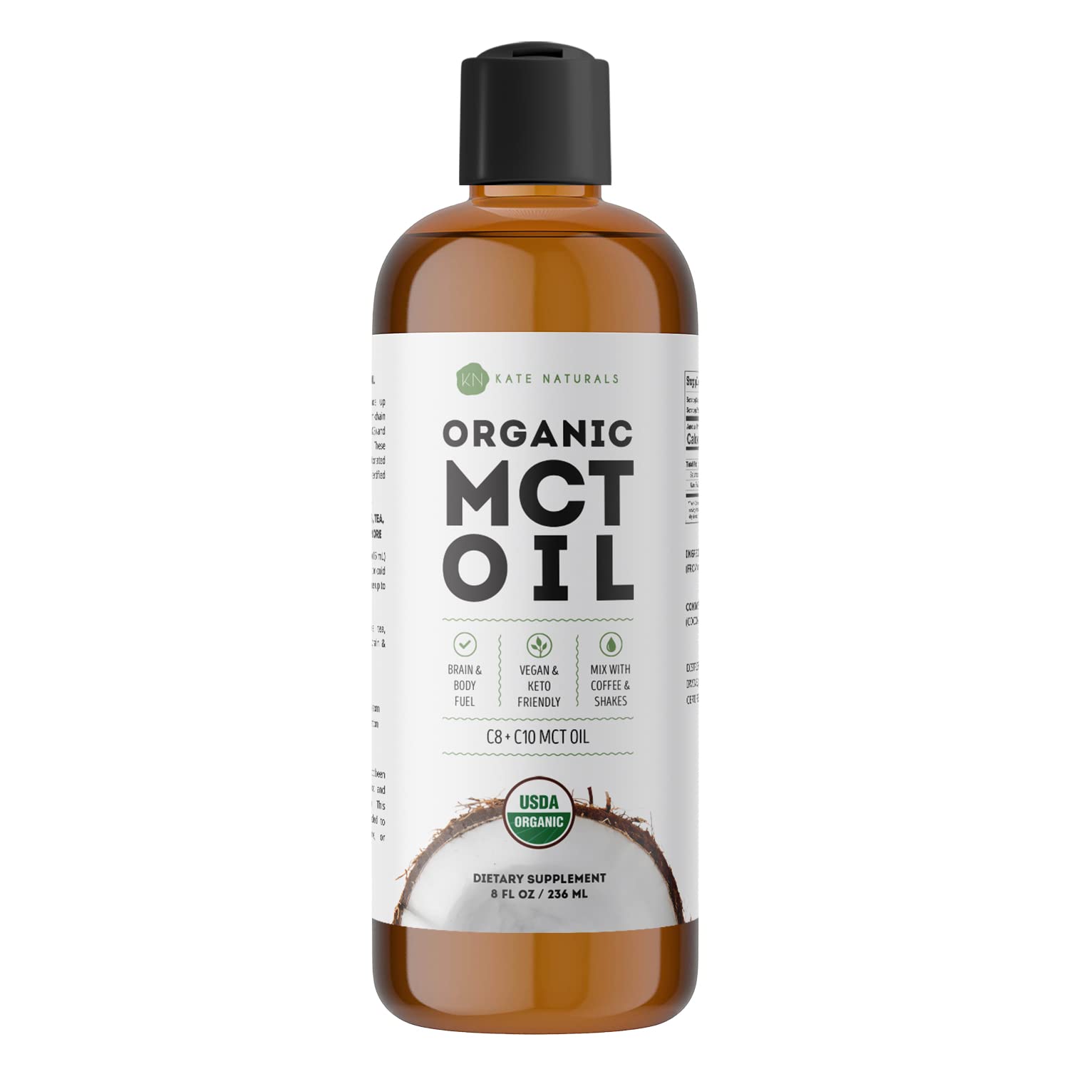Foto 2 pulgar | Aceite Mct Kate Naturals Para Café Y Cetogénico Orgánico Usda 240 Ml - Venta Internacional.