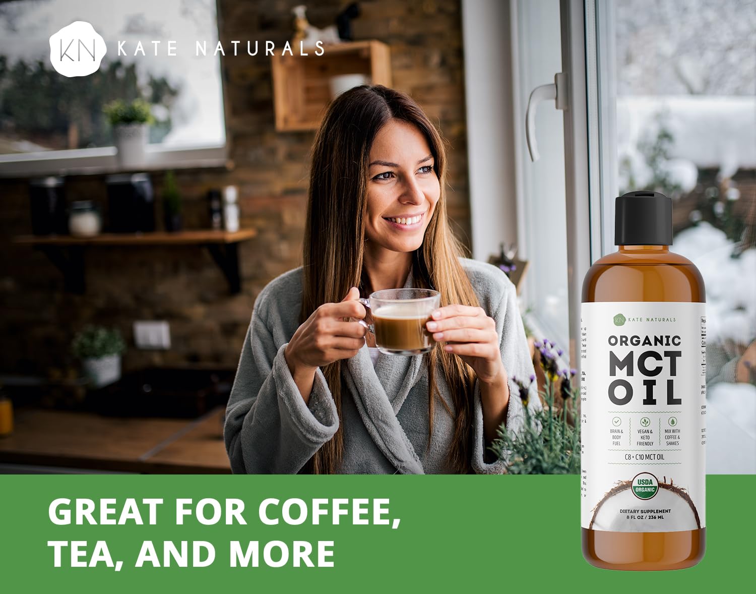 Foto 4 pulgar | Aceite Mct Kate Naturals Para Café Y Cetogénico Orgánico Usda 240 Ml - Venta Internacional.