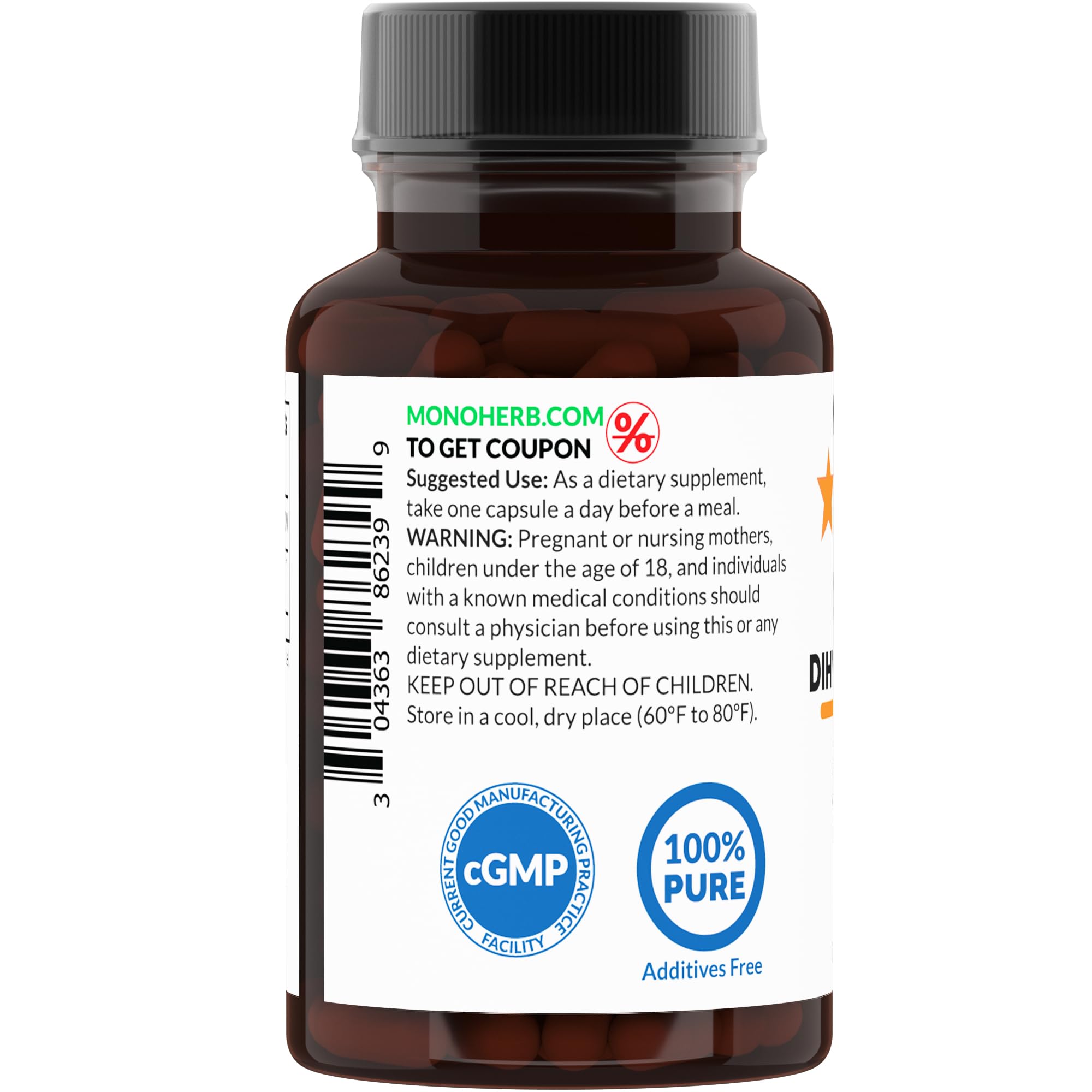 Foto 4 pulgar | Suplemento Monoherb De Dihidromiricetina, 500 Mg, 90 Cápsulas Vegetarianas - Venta Internacional.