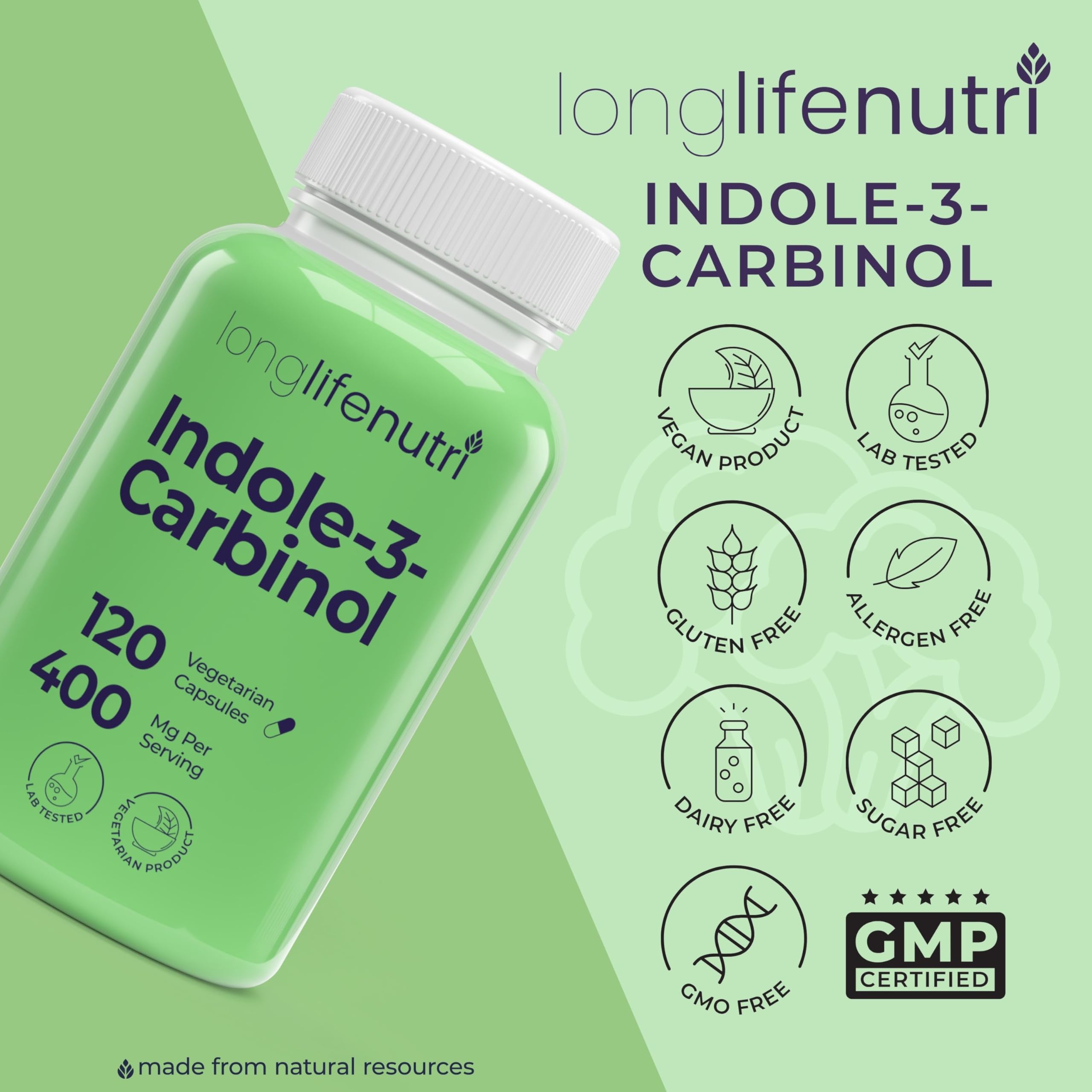 Foto 8 pulgar | Suplemento Longlife Nutri Indol-3-carbinol 400 Mg 120 Cápsulas - Venta Internacional.