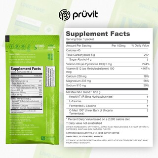 Foto 2 | Suplemento De Sales Bhb Prüvit Keto//os Nat Lime Time, 20 Unidades - Venta Internacional.