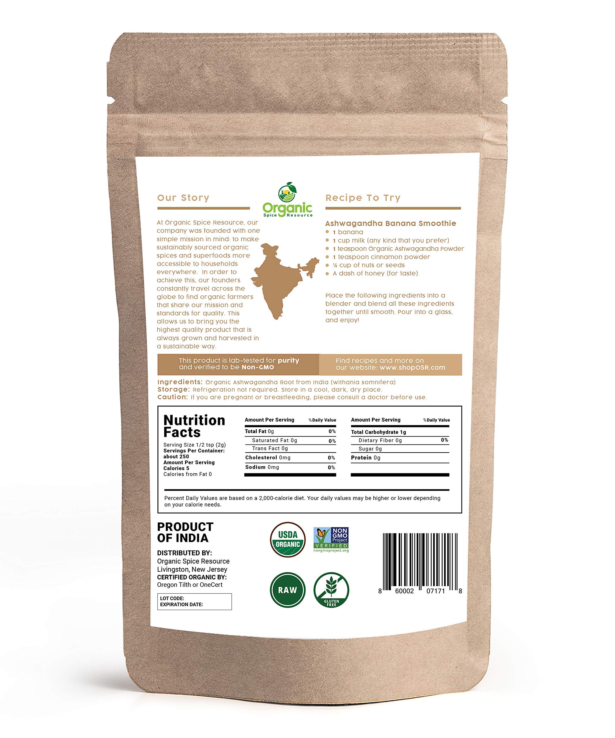 Foto 4 pulgar | Suplemento Orgánico De Especias En Polvo De Raíz De Ashwagandha 50 - Venta Internacional.