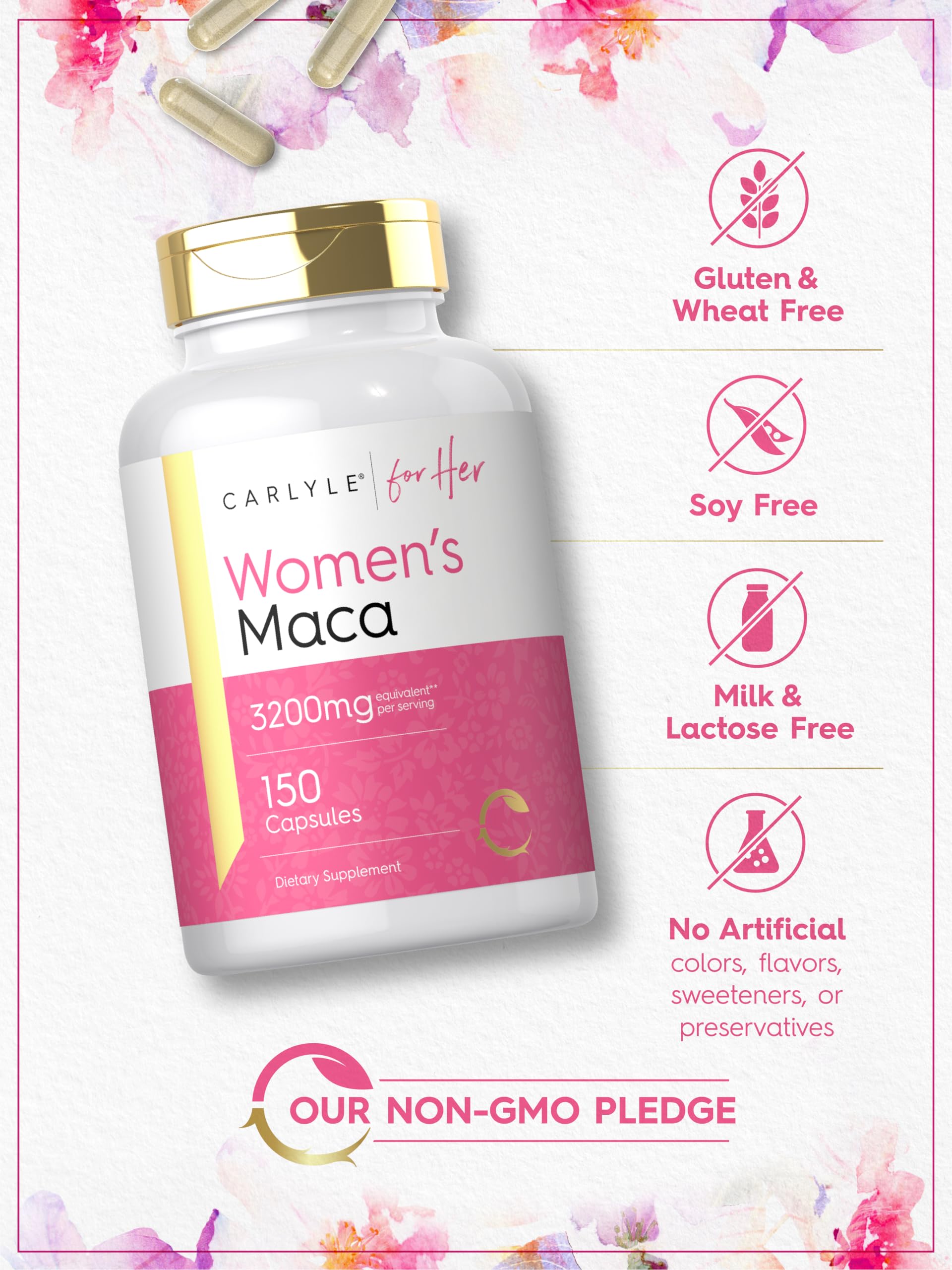Foto 5 | Suplemento Carlyle: Cápsulas De Raíz De Maca, 3200 Mg, 150 Unidades - Venta Internacional.