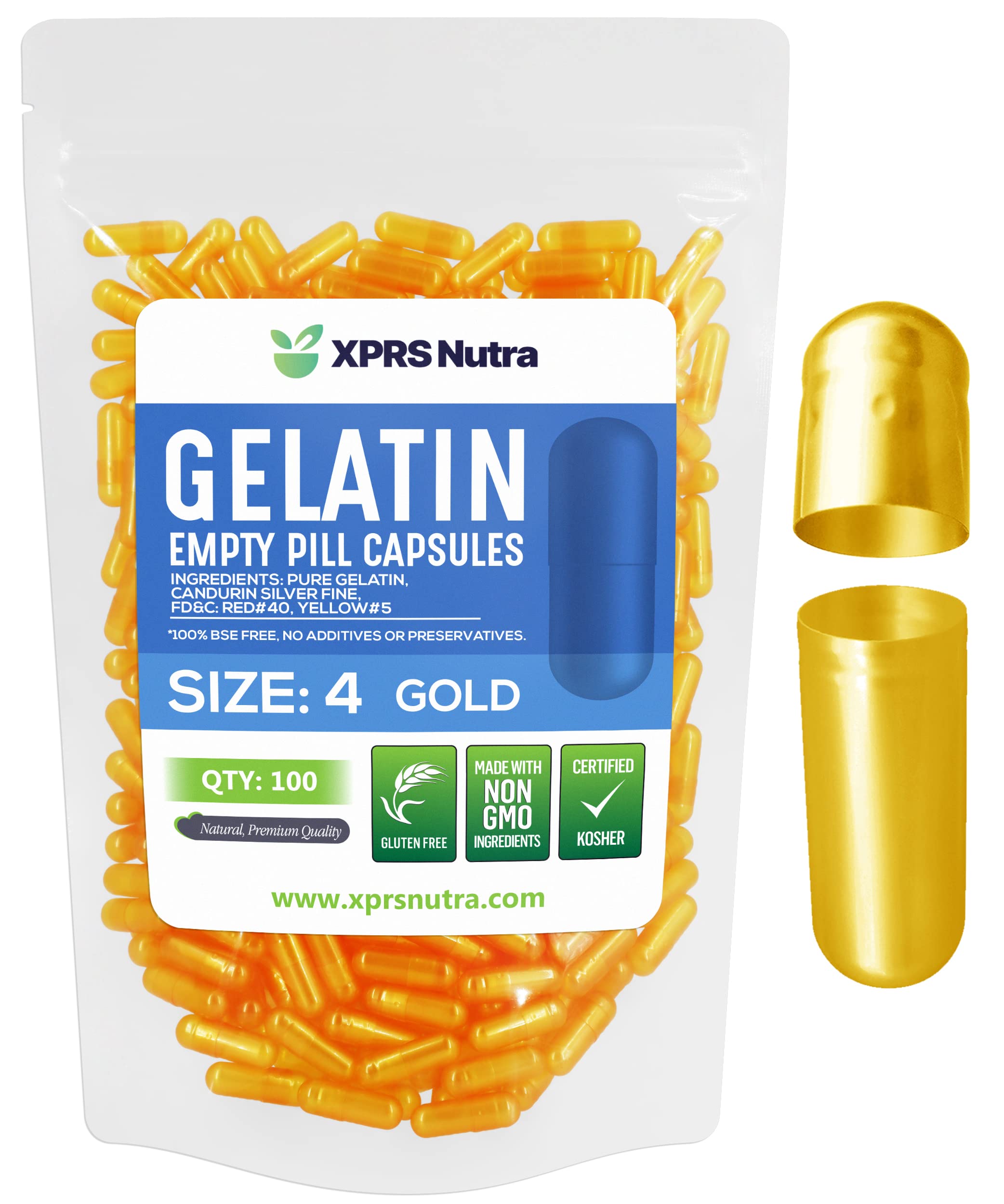 Cápsulas De Gelatina Vacías Xprs Nutra, Tamaño 4, 100 Unidades - Venta Internacional.