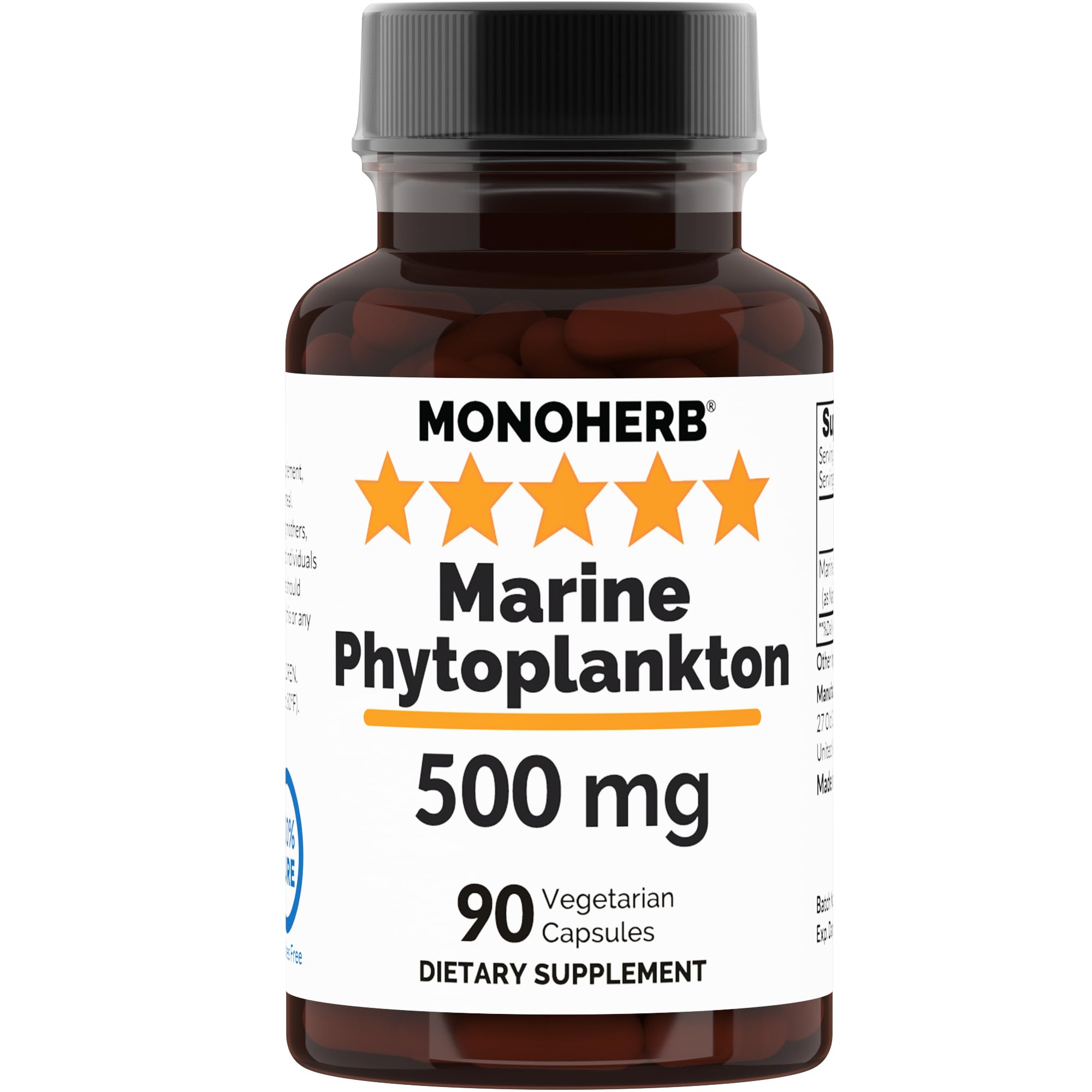 Foto 2 pulgar | Suplemento Monoherb De Fitoplancton Marino 500 Mg 90 Cápsulas - Venta Internacional.