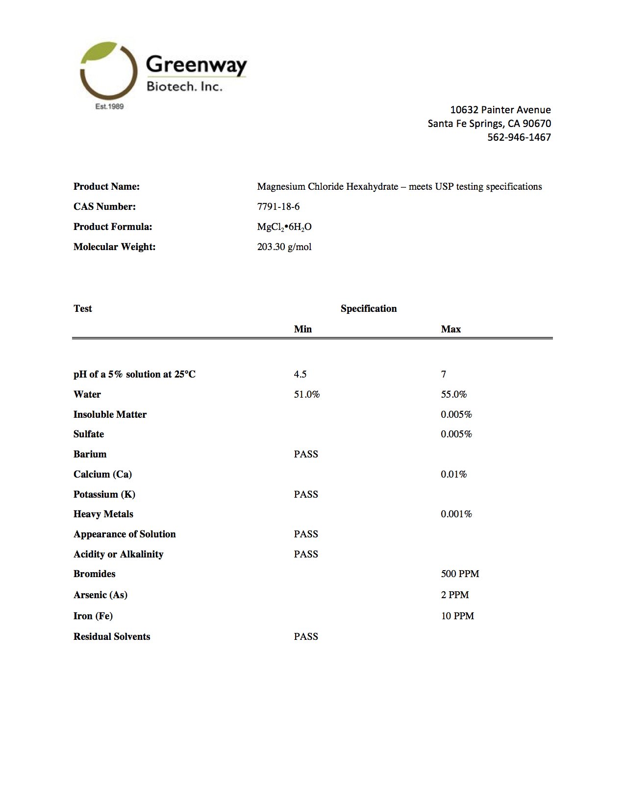 Foto 4 pulgar | Suplemento De Cloruro De Magnesio Usp De Greenway Biotech, 1 Kg - Venta Internacional.
