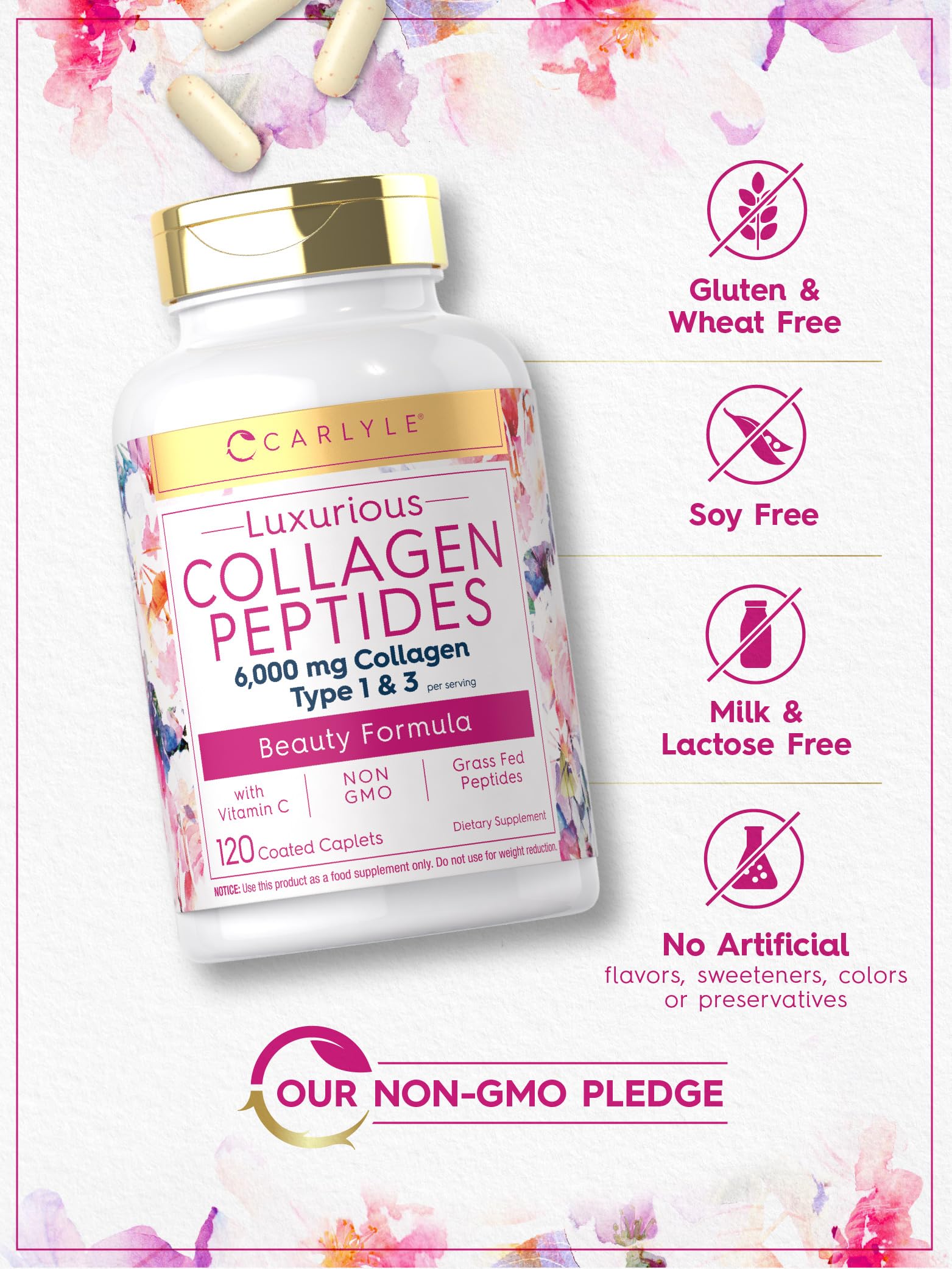 Foto 5 pulgar | Suplemento De Colágeno Carlyle Collagen + C 6000 Mg 120 Cápsulas - Venta Internacional.
