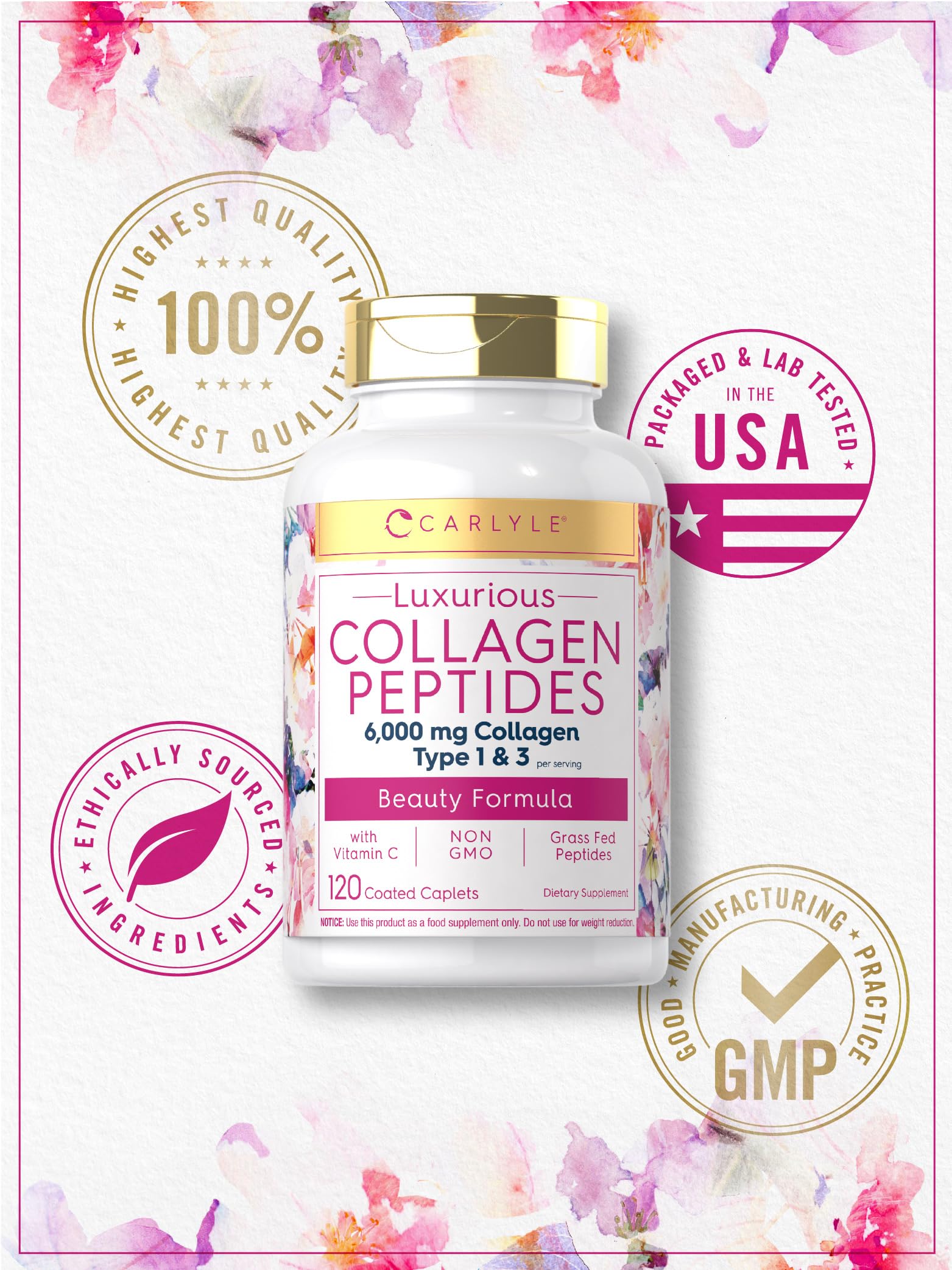 Foto 6 pulgar | Suplemento De Colágeno Carlyle Collagen + C 6000 Mg 120 Cápsulas - Venta Internacional.
