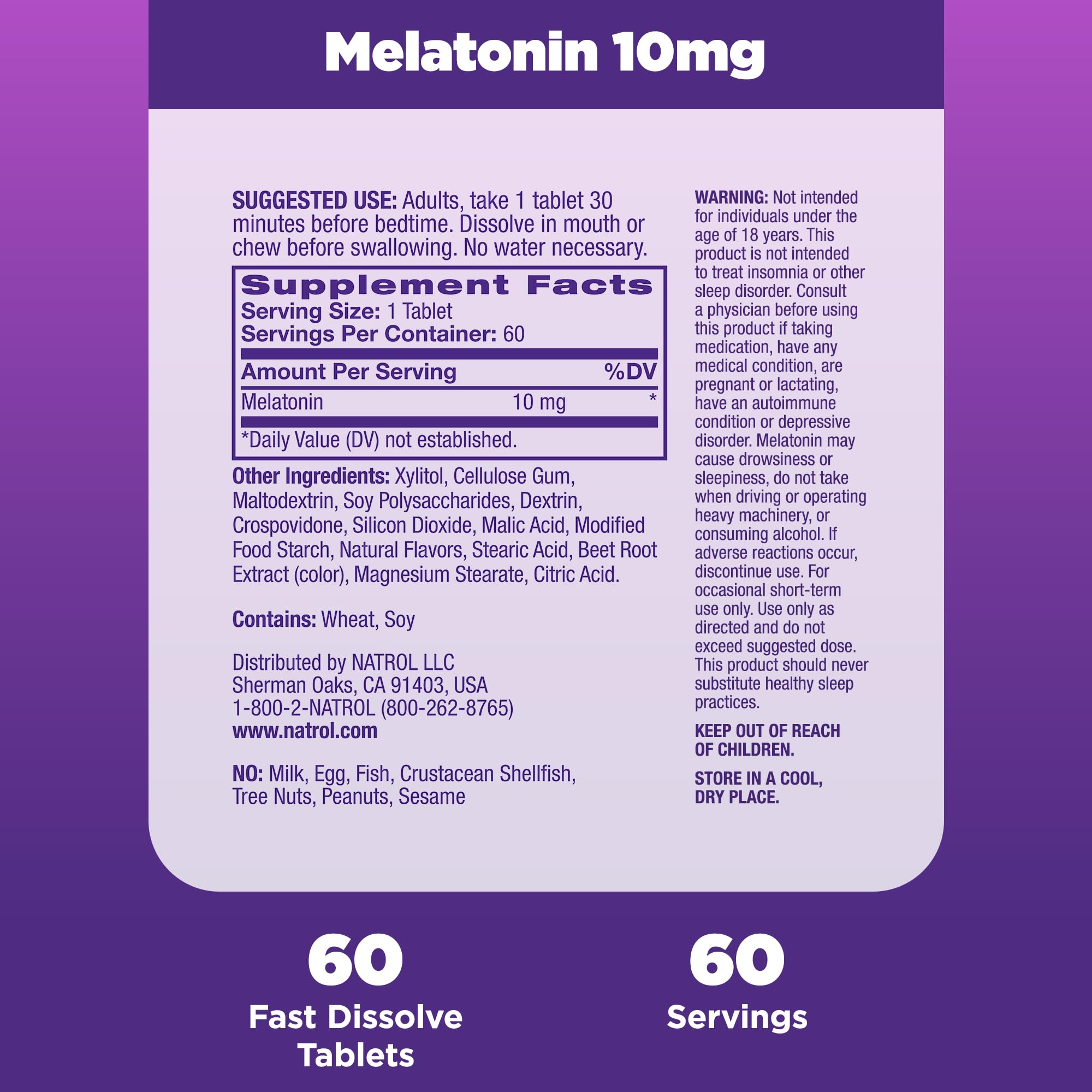 Foto 7 pulgar | Suplemento Natrol Fast Dissolve Melatonin 10 Mg 60 Tabletas - Venta Internacional.