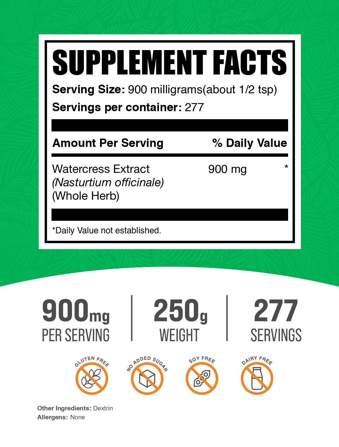 Foto 3 pulgar | Suplemento Bulksupplements.com Extracto De Berro En Polvo 250 G - Venta Internacional.
