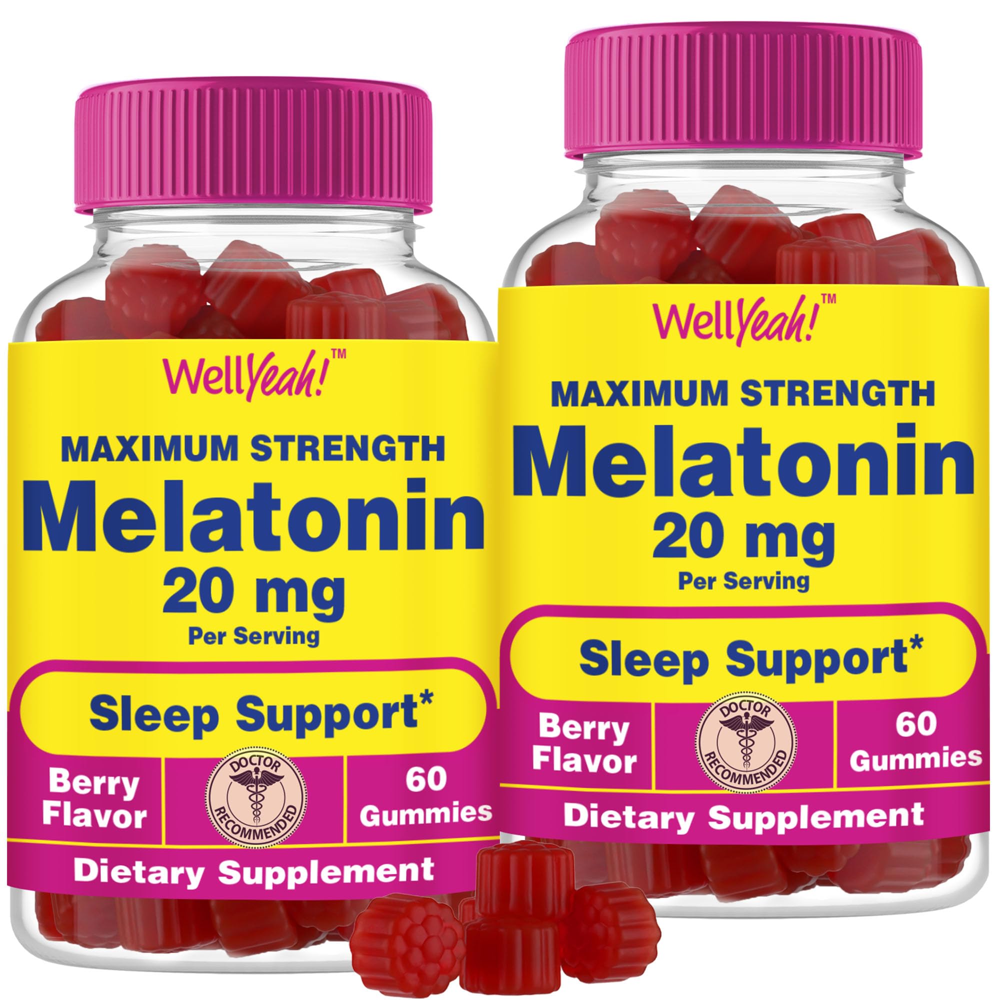 Gummies Wellyeah Melatonina, 20 Mg, Soporte Para Dormir, 60 Unidades (paquete De 2) - Venta Internacional.