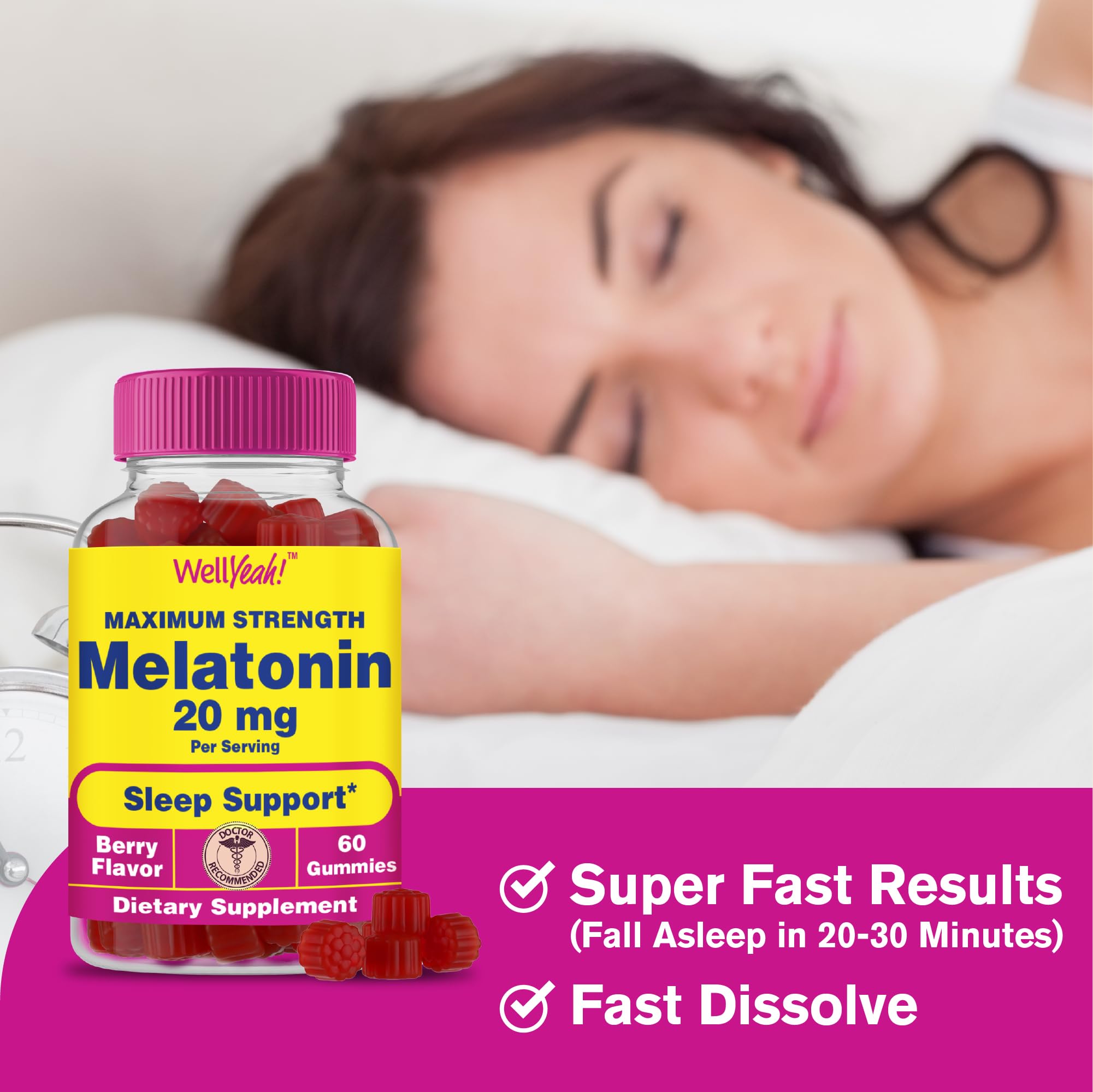 Foto 6 pulgar | Gummies Wellyeah Melatonina, 20 Mg, Soporte Para Dormir, 60 Unidades (paquete De 2) - Venta Internacional.