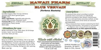 Foto 2 | Suplemento Hawaiipharm De Extracto Sin Alcohol De Verbena Azul 60 Ml - Venta Internacional.